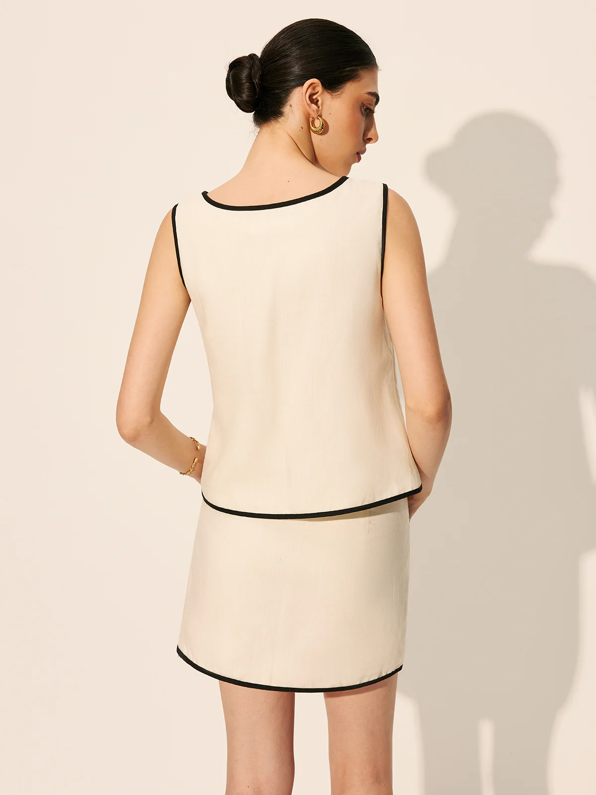 Linen & Cotton Zipper Criss Cross Skirt Set - Takermore