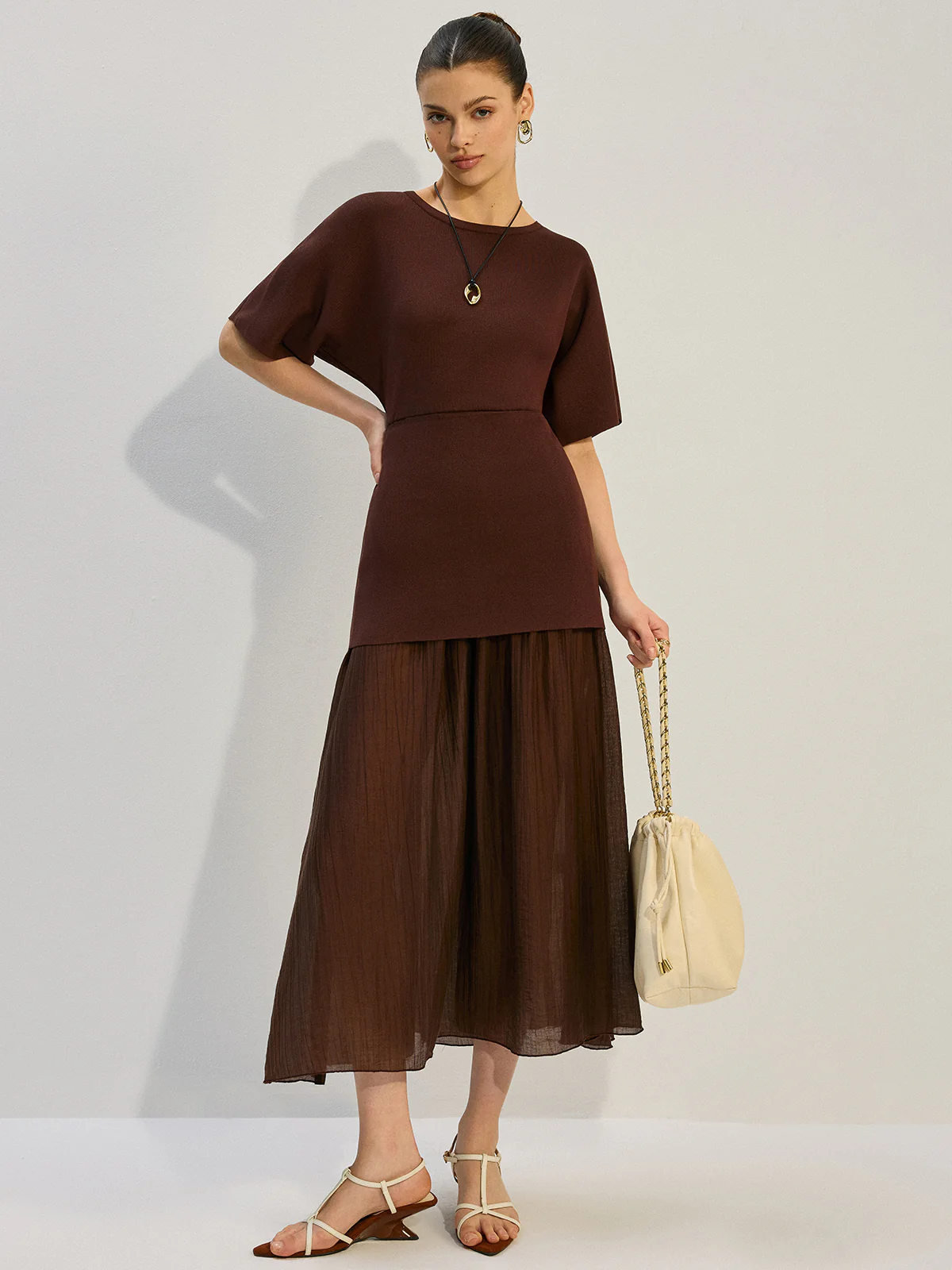 Sheer-Paneled Maxi Dress - Takermore