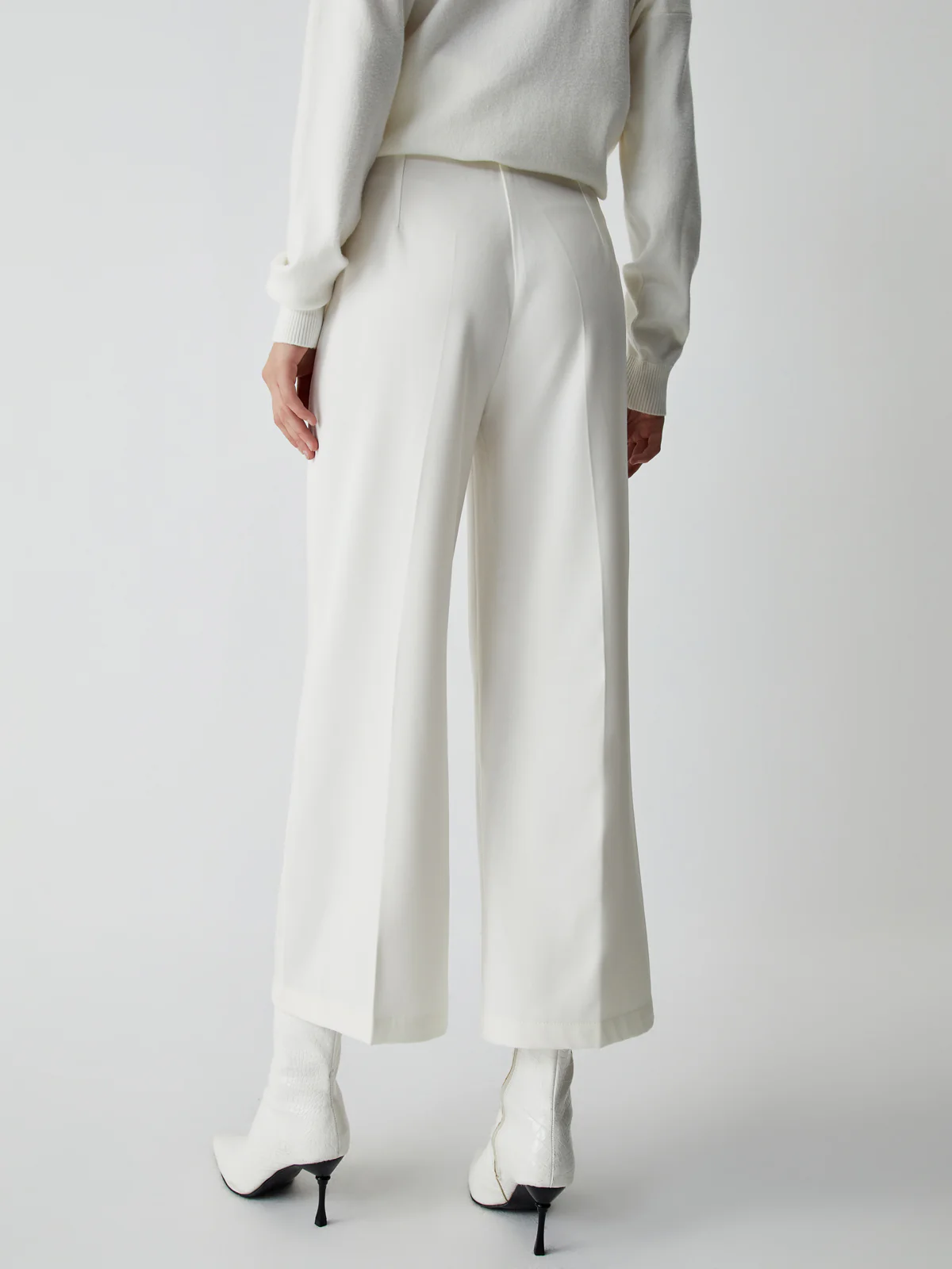 Semi-Sheer Wide Leg Culotte Pants - Takermore
