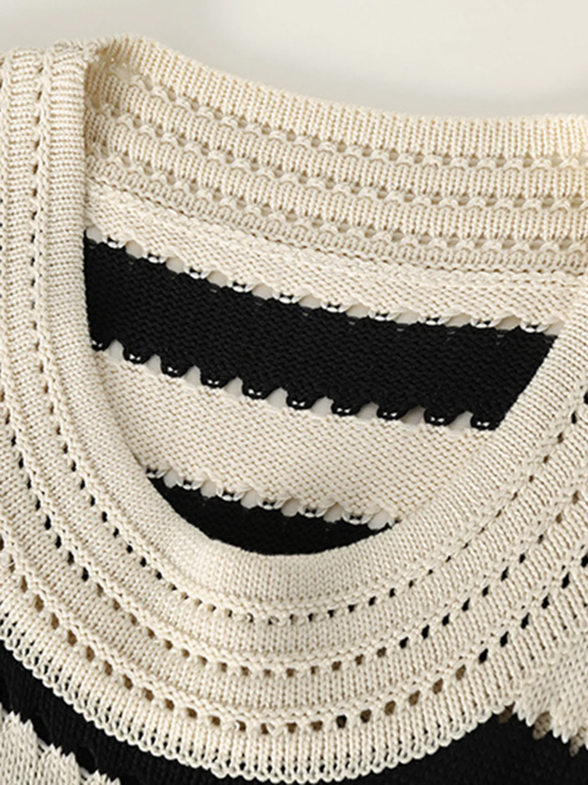 Eyelet Stripe Knit Short Dress - Takermore