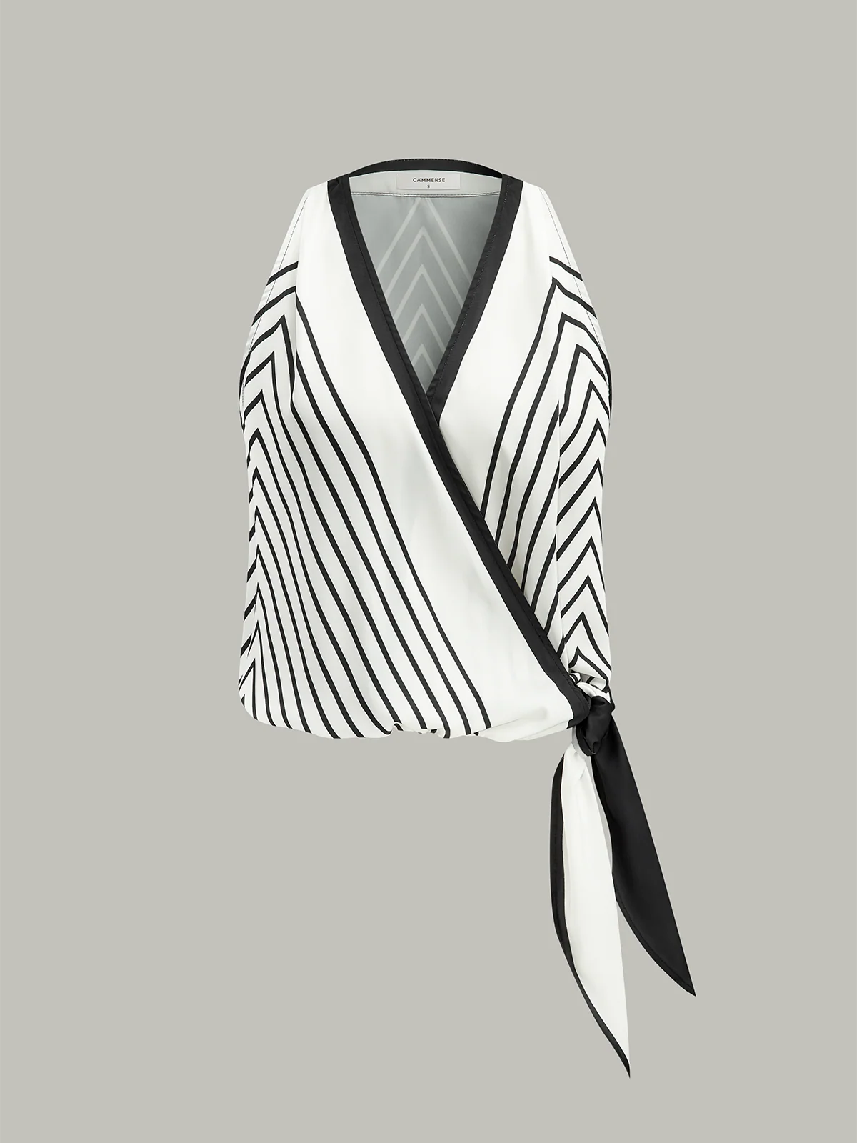 Striped Wrap-Front Knotted Top - Takermore