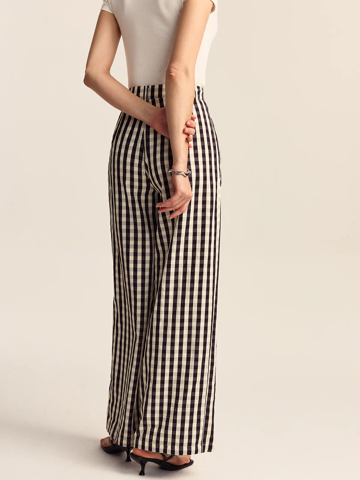 Gingham Wide-Leg Pants - Takermore