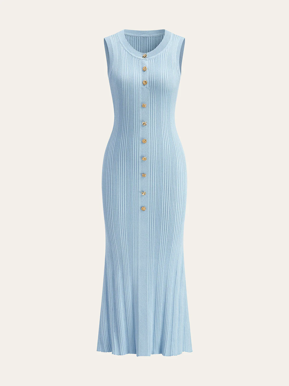 Sleeveless Button-Front Knitted Maxi Dress - Takermore