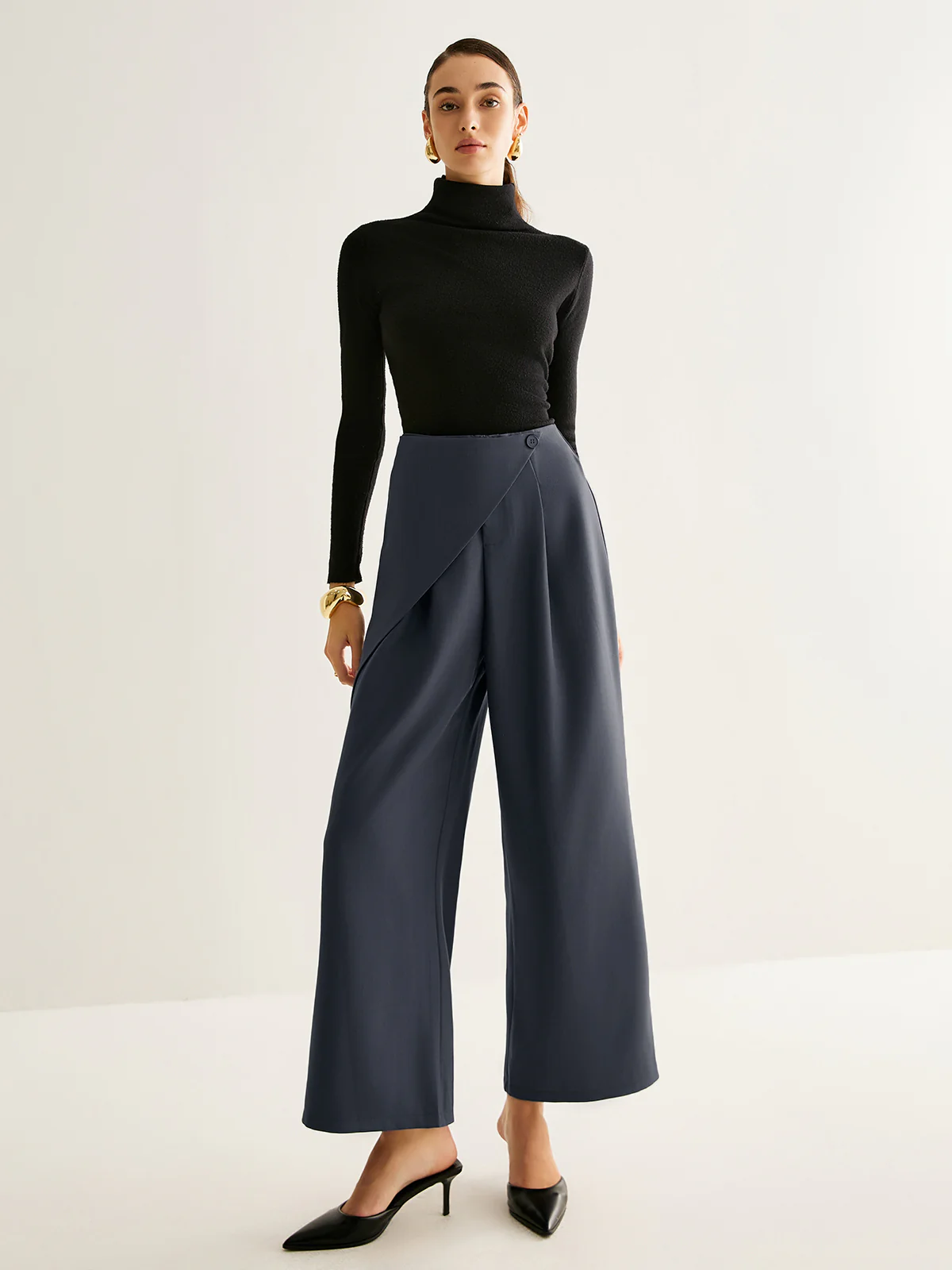 Asymmetrical Wide-Leg Pants - Takermore