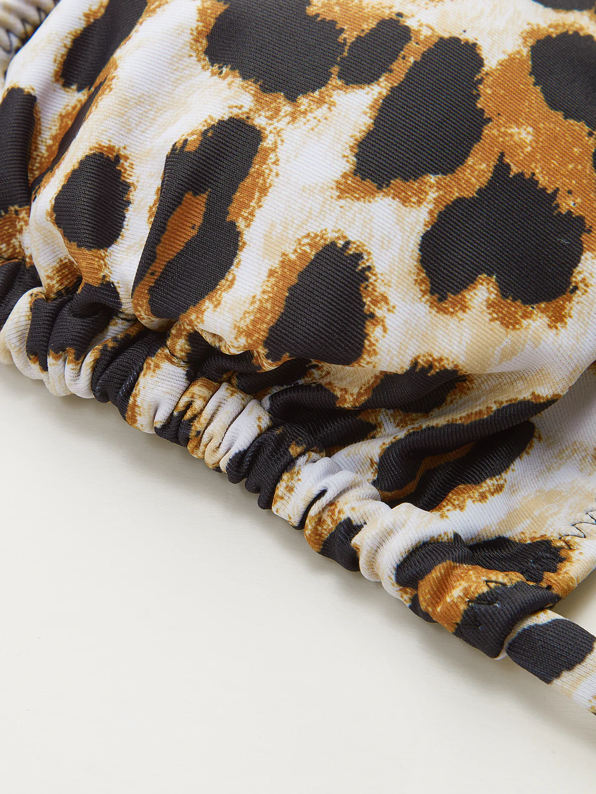 Leopard Print Triangle Bikini Top with Tie-Back - Takermore