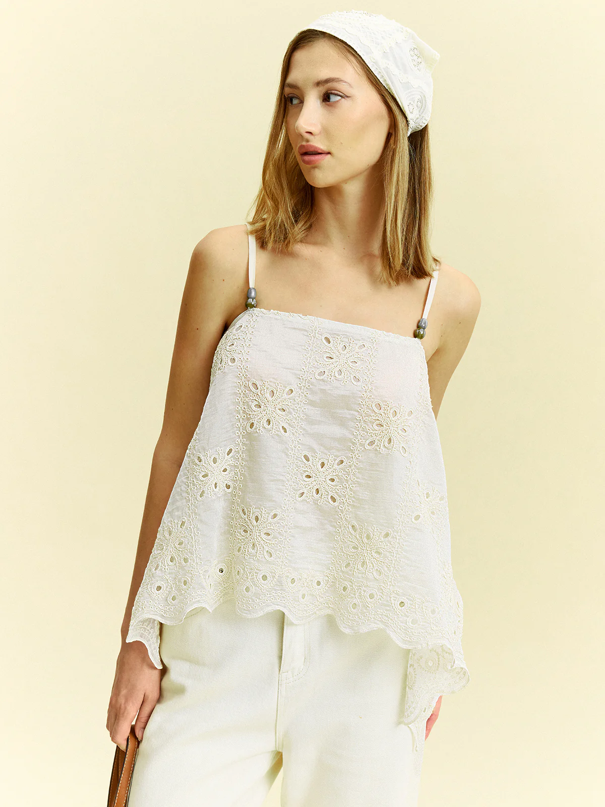 Embroidered Eyelet Cami Top - Takermore