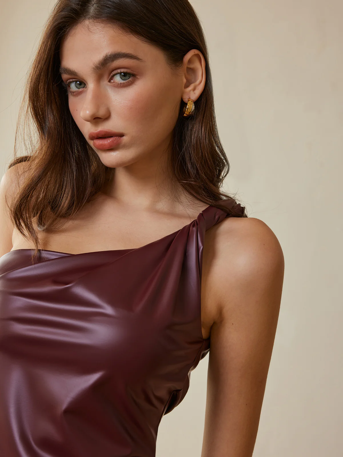 One-Strap Faux Leather Top - Takermore