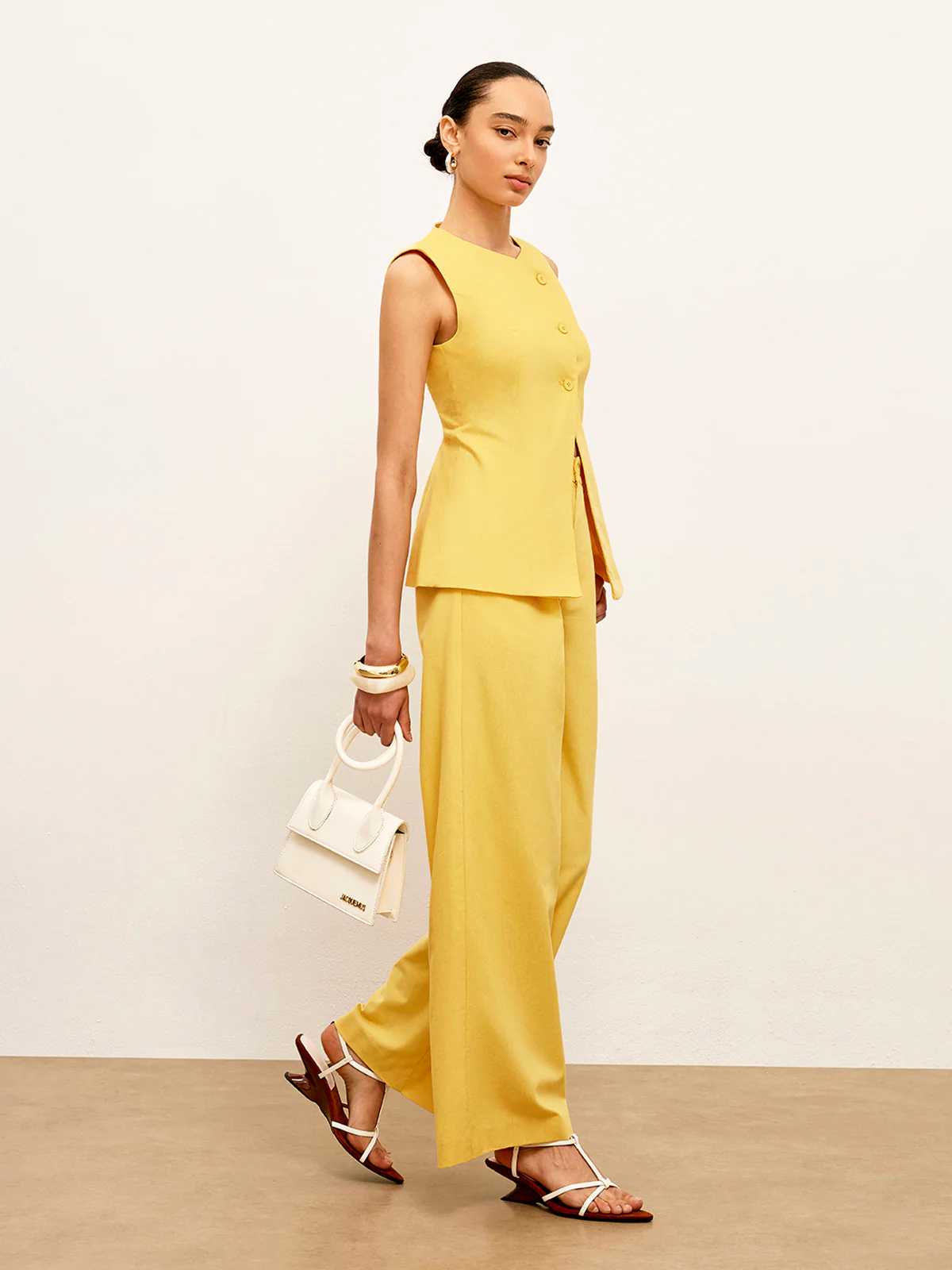 Linen & Cotton Mid-Waist Dress Pants - Takermore