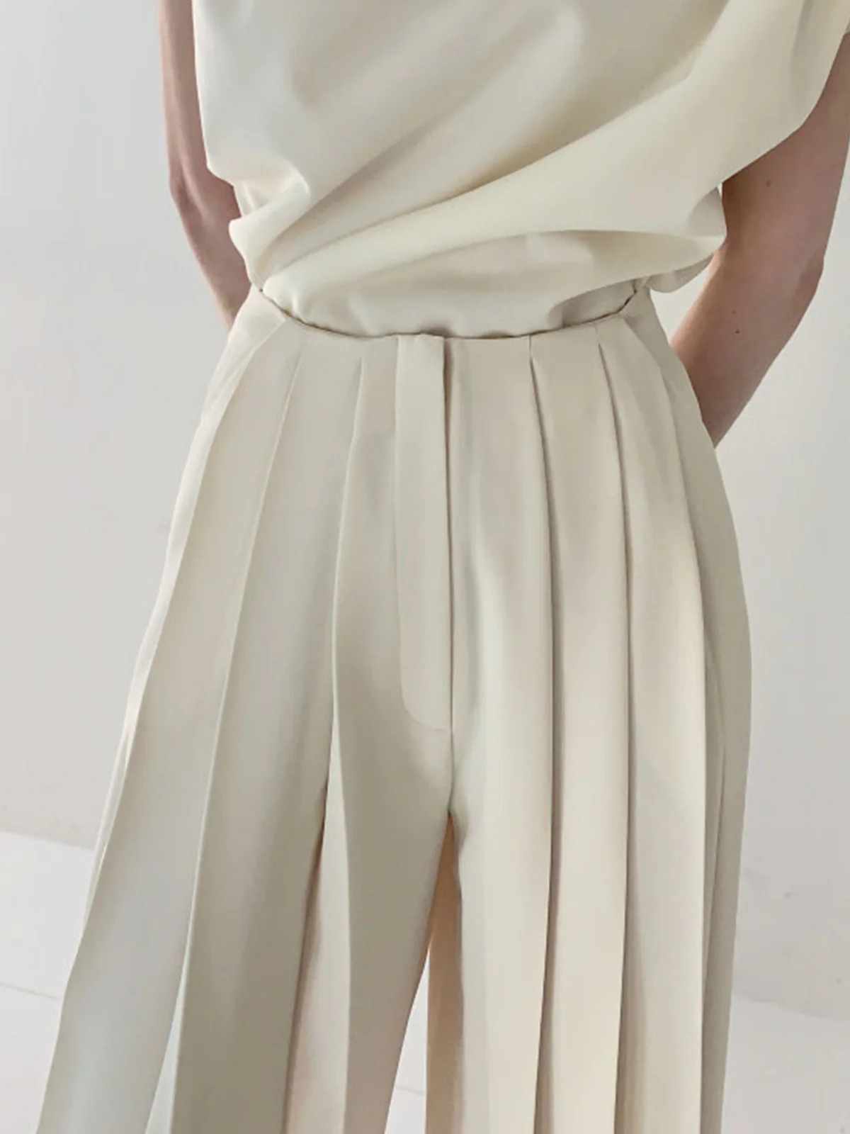 Pleated High Waist Wide Leg Pants - Takermore