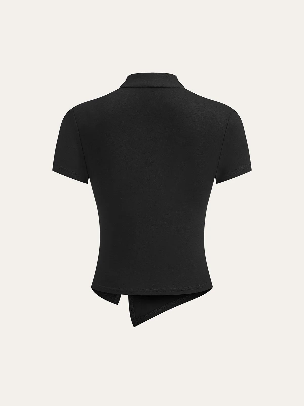 Metal Butterfly Detail Asymmetric Ruched Top - Takermore