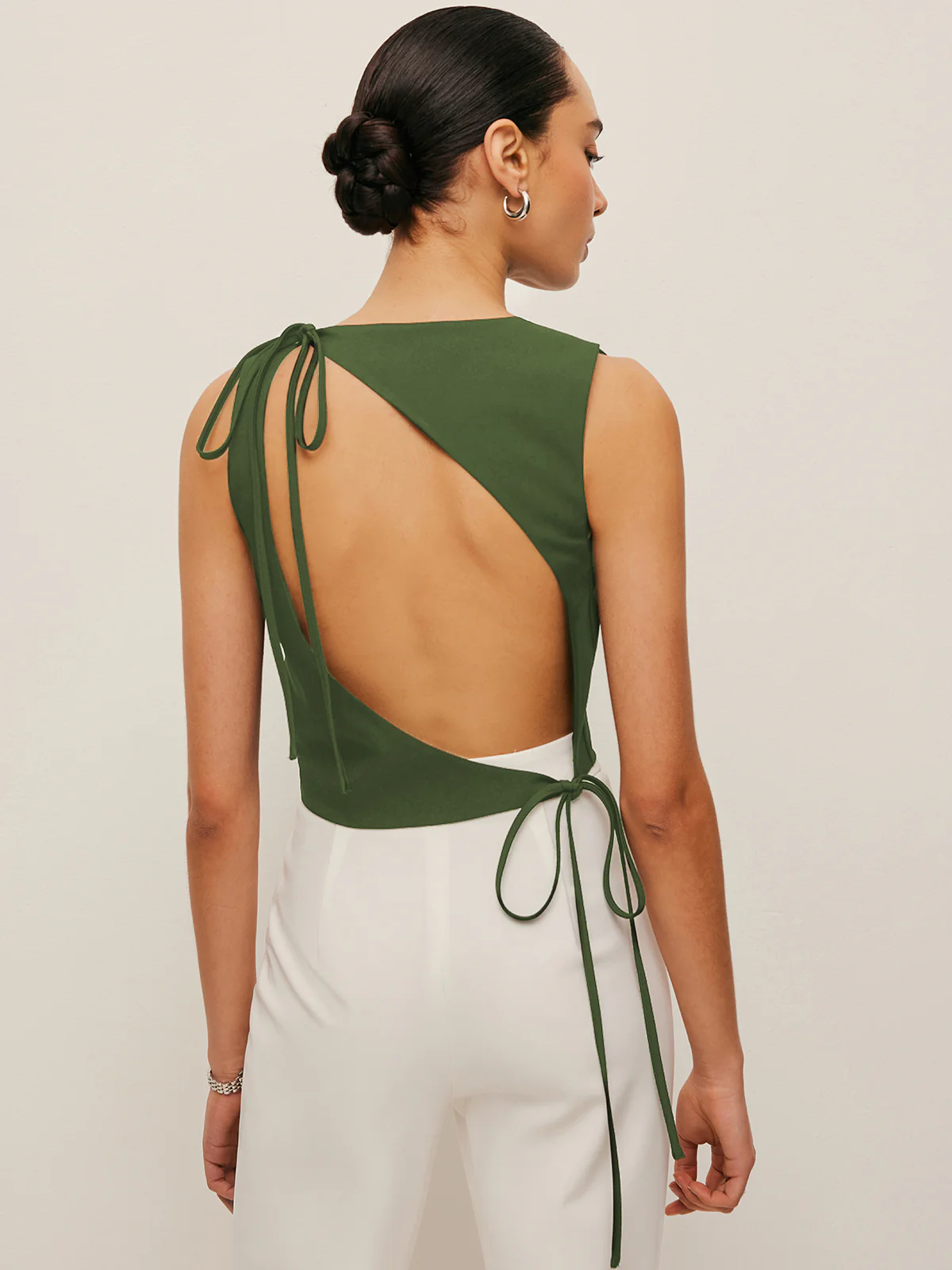 Asymmetrical Open-Back Tie Top - Takermore