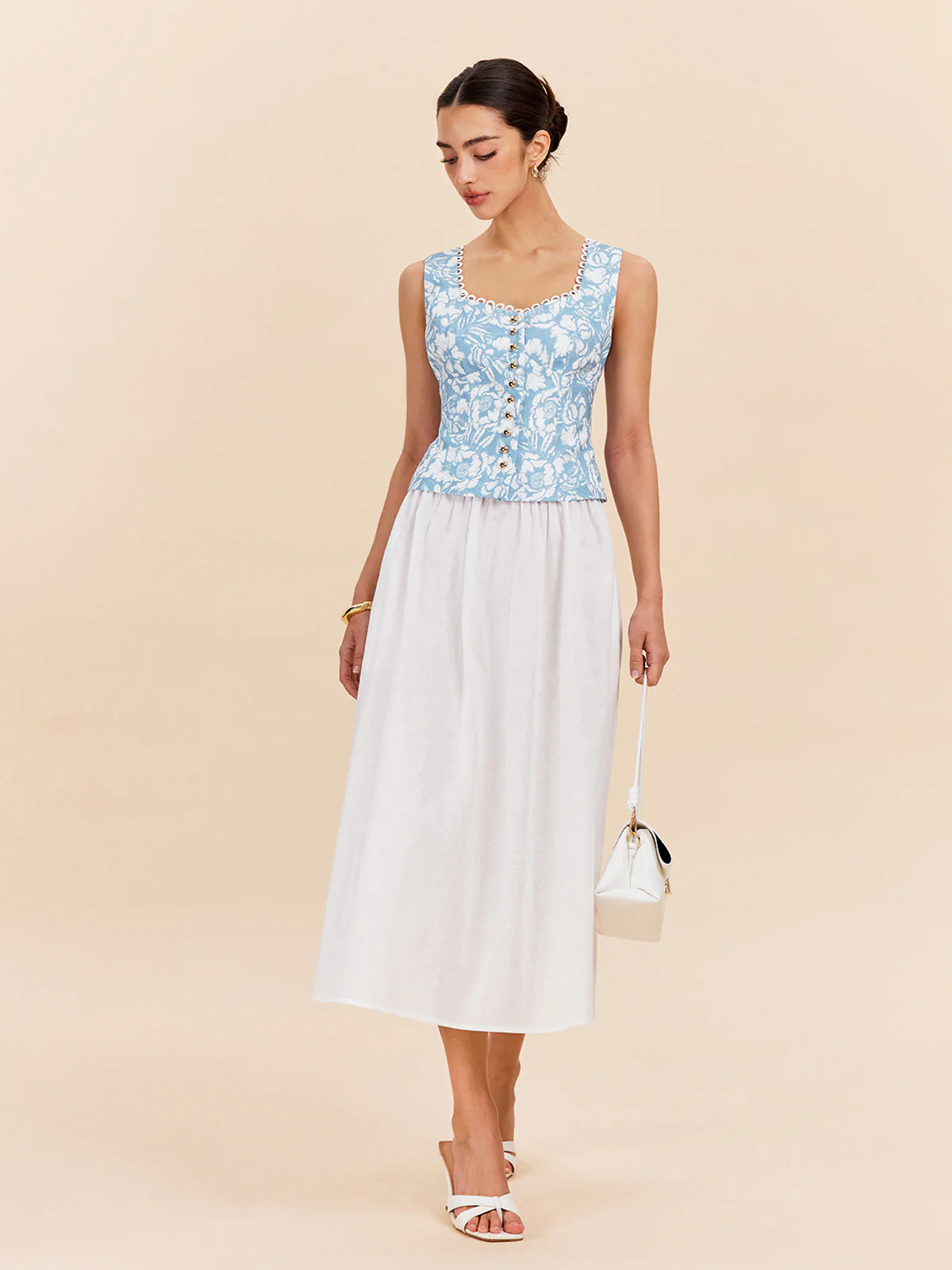 Floral Print Button-Front Top - Takermore