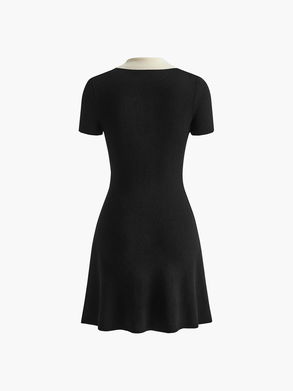 Contrast Collar Flowy Sweater Short Dress - Takermore