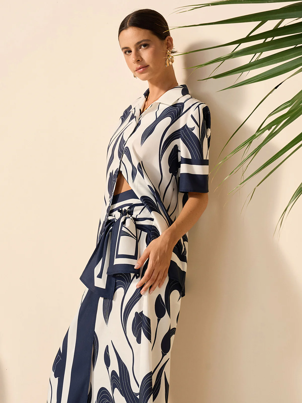 Floral Print Semi-Sheer Button-Up Shirt - Takermore