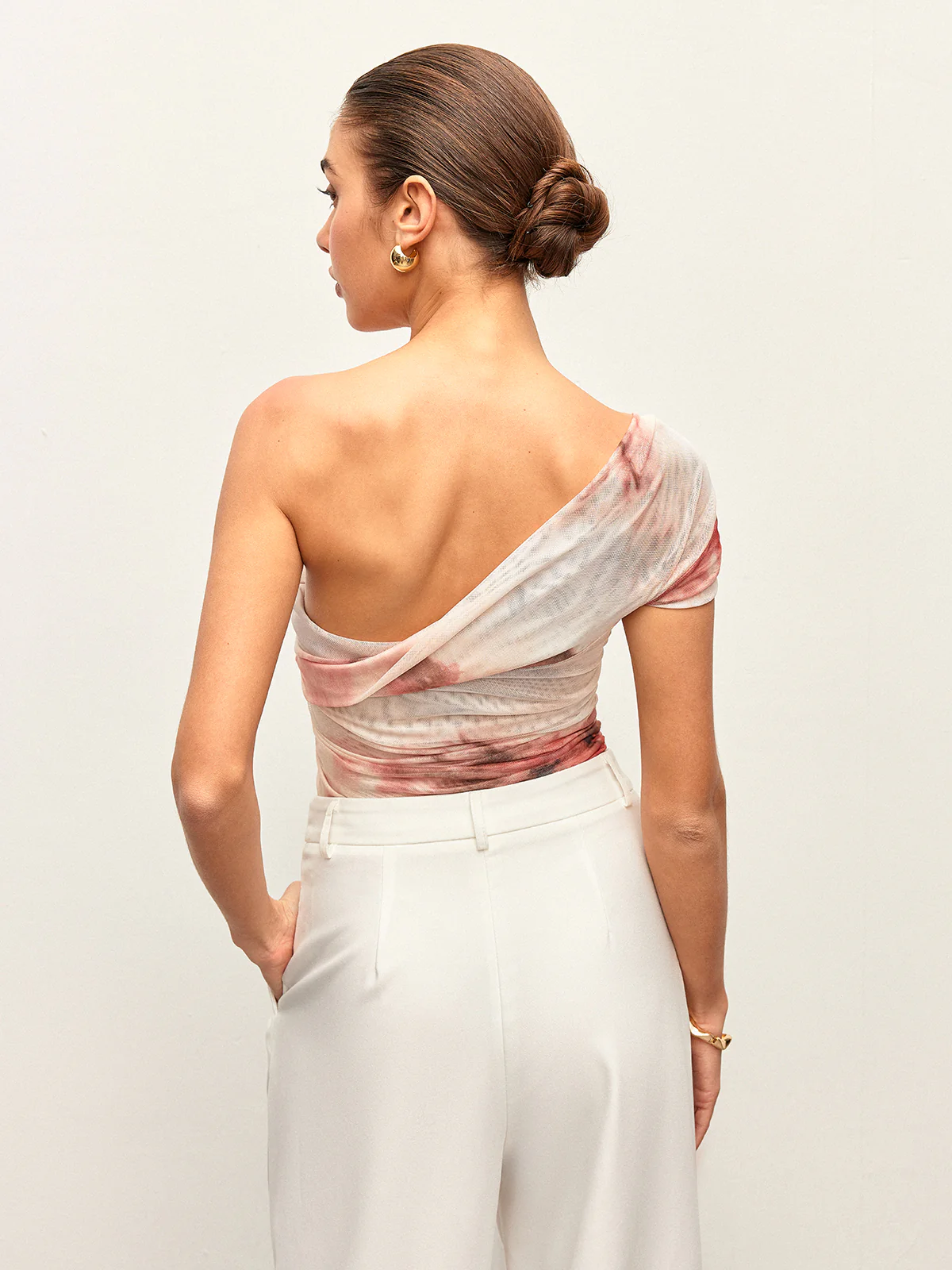 Semi-Sheer One-Shoulder Top - Takermore
