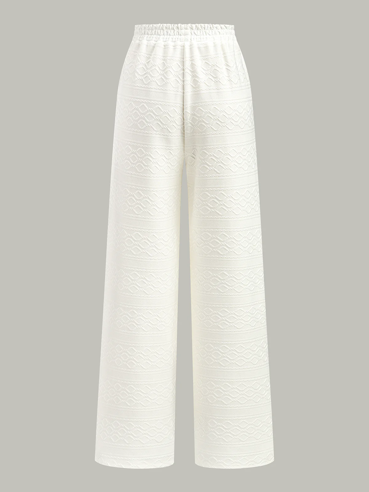 Textured Wide-Leg Pants with Elastic Waist - Takermore