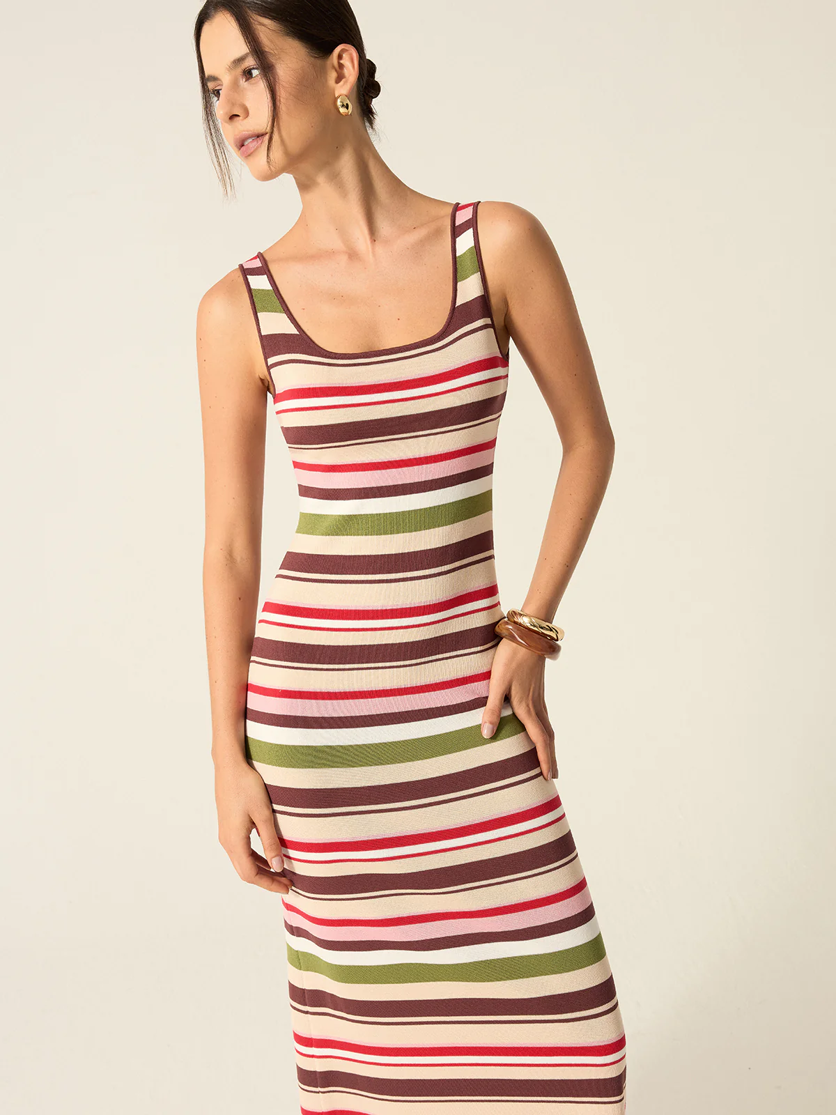 Color-Block Striped Maxi Dress - Takermore