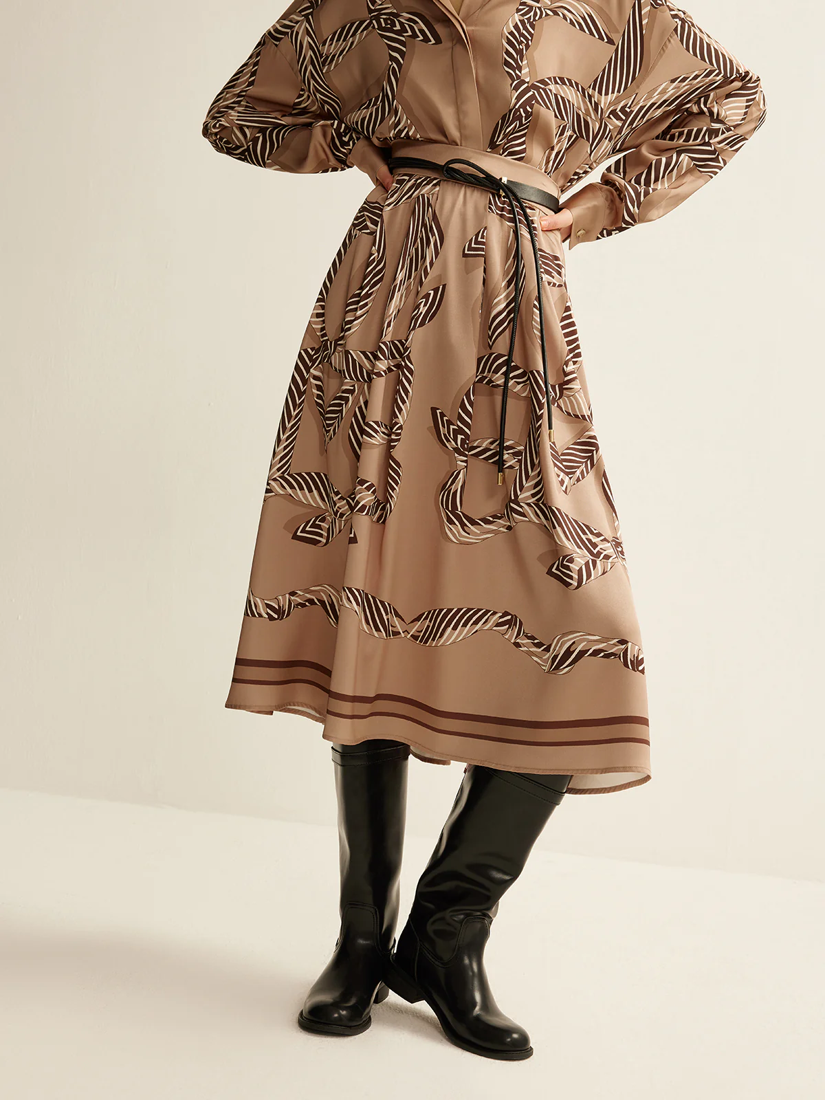 Boheme Printed Midi Skirt Without Belt - Takermore