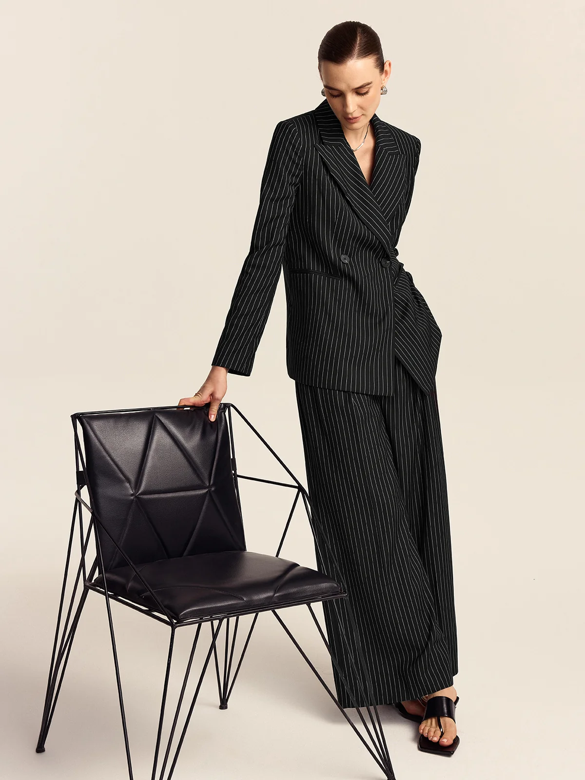 Striped Wide-Leg Pants - Takermore