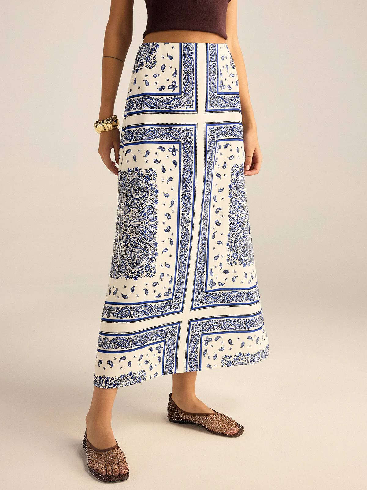 Paisley Printed Maxi Skirt - Takermore