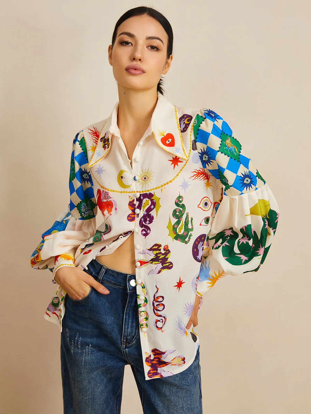 All Over Print Long Sleeve Shirt - Takermore