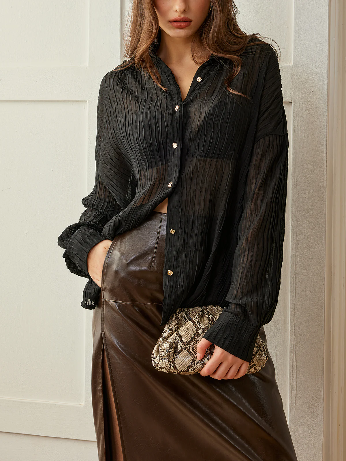 Semi-Sheer Button Polo Shirt - Takermore