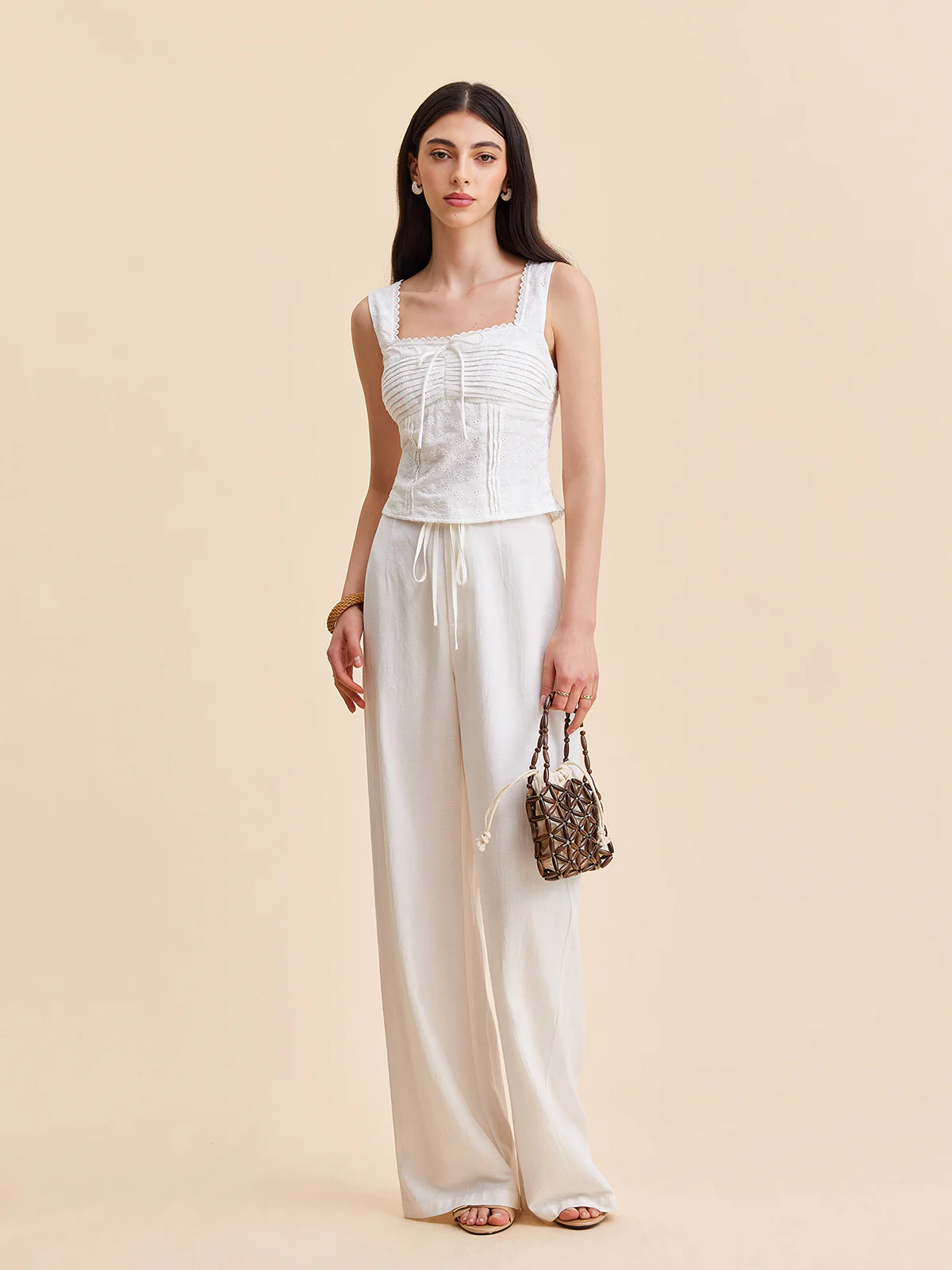 Pleated Cotton Zipper Tank Top - Takermore