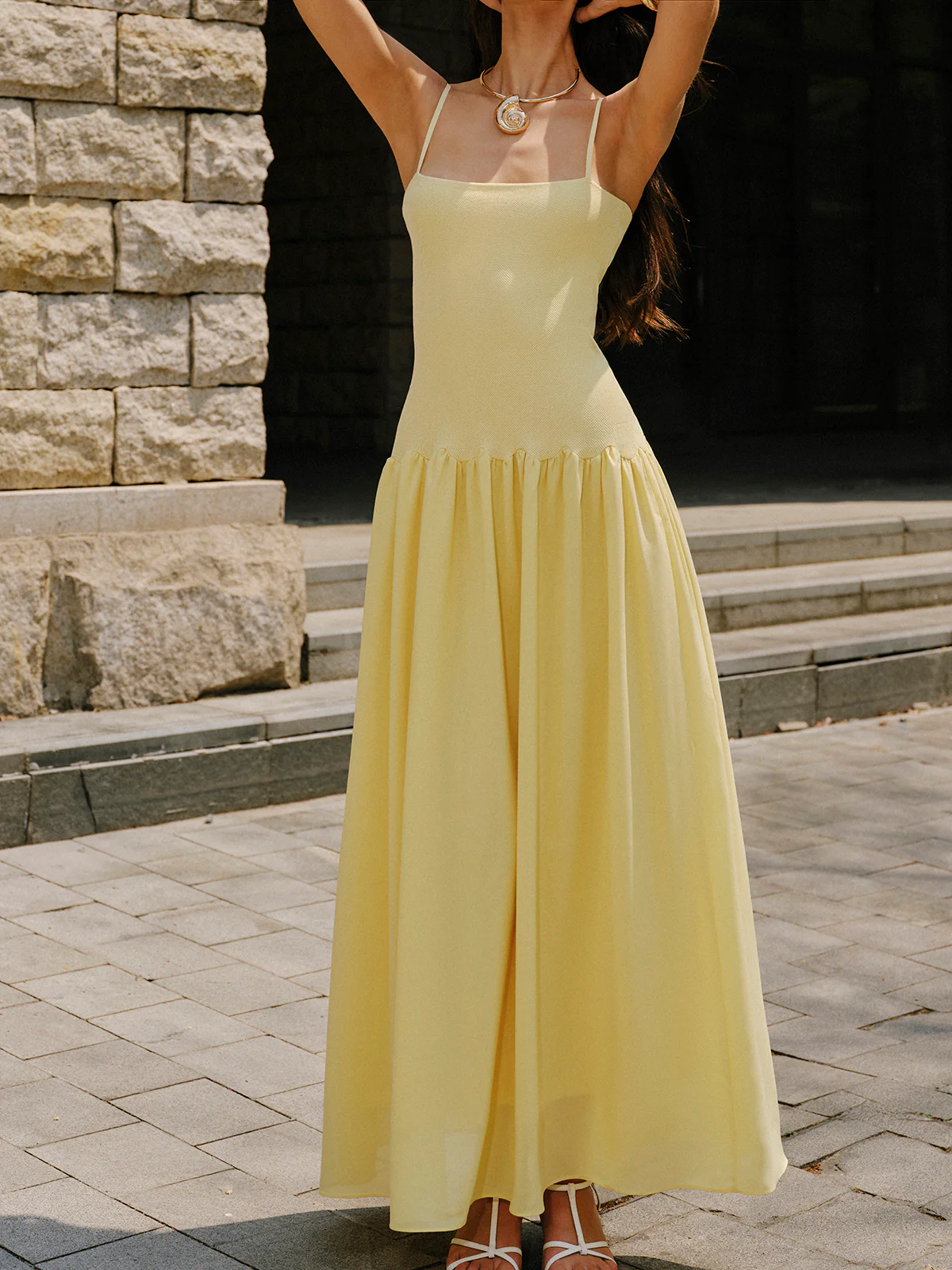 Pleated Hem Cami Sweater Dress - Takermore