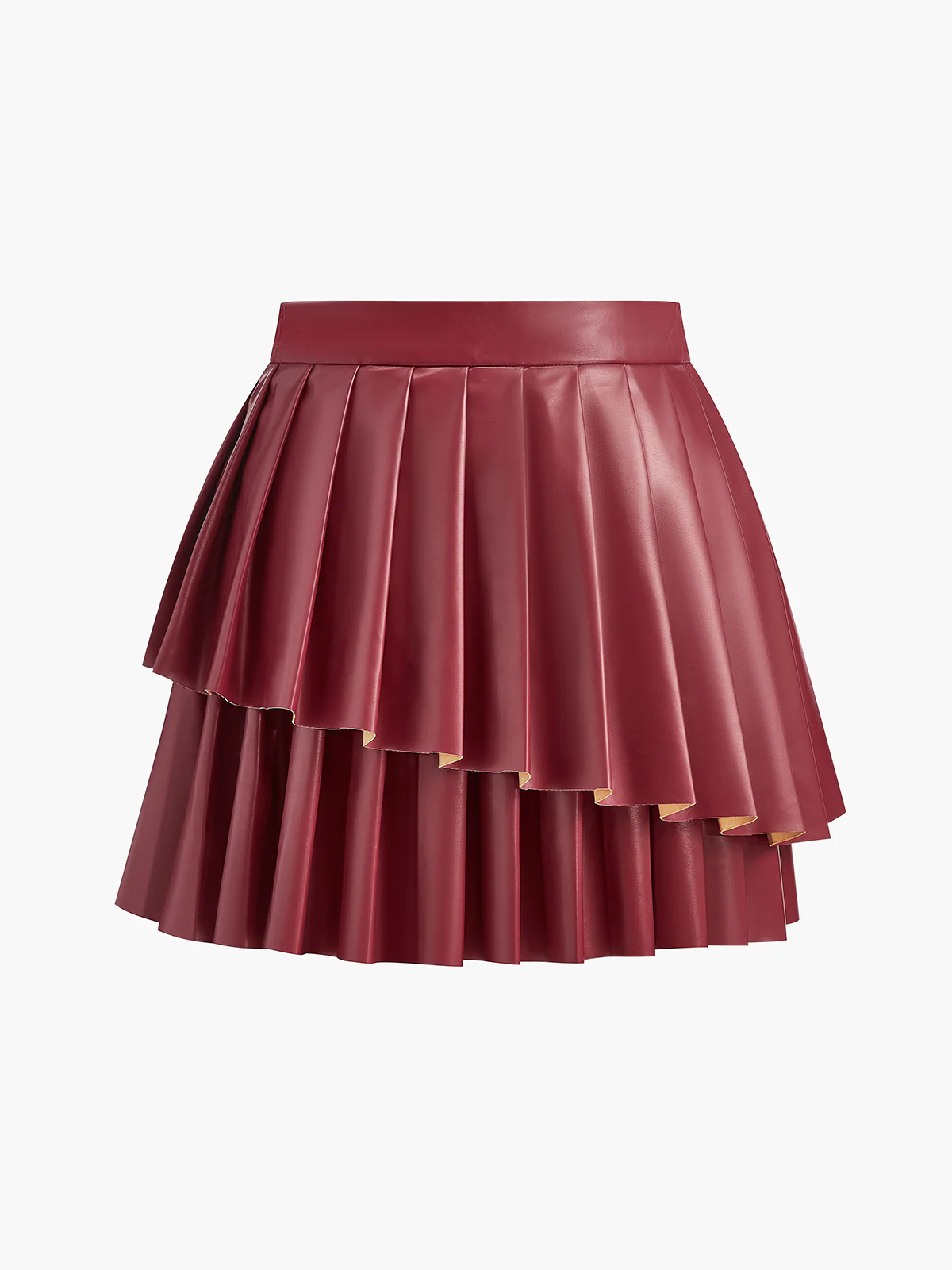 High-Waist Metal-Detail Asymmetrical Pleated Skirt - Takermore