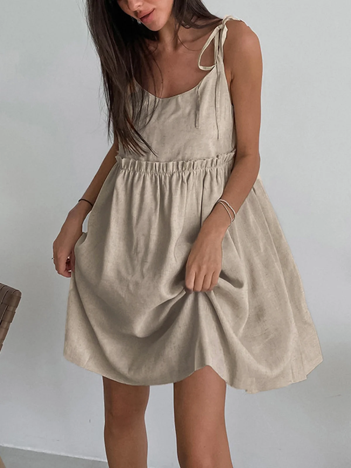 Levanzo Tied Shoulder Short Dress - Takermore