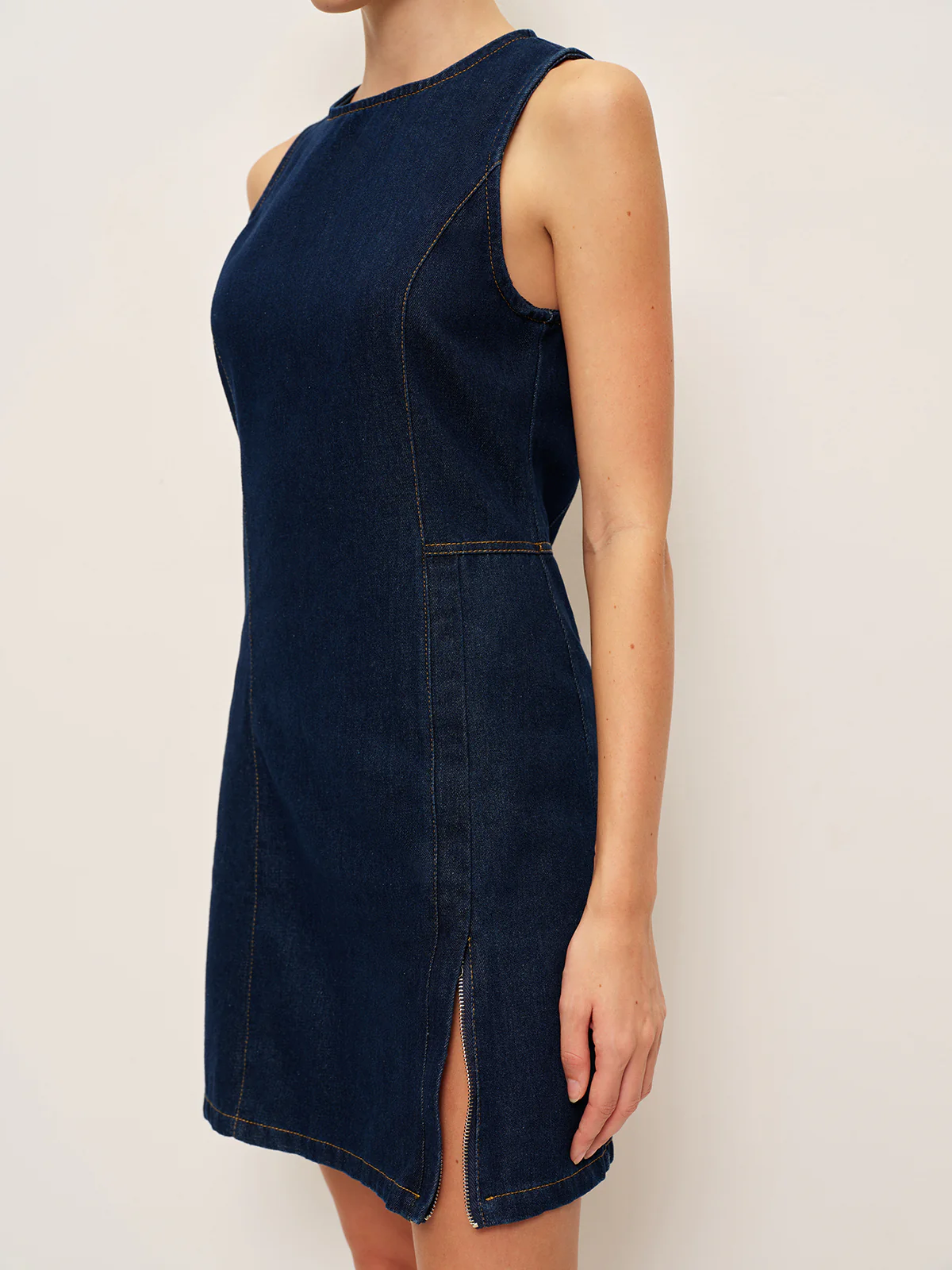 Denim Shift Dress Without Belt - Takermore