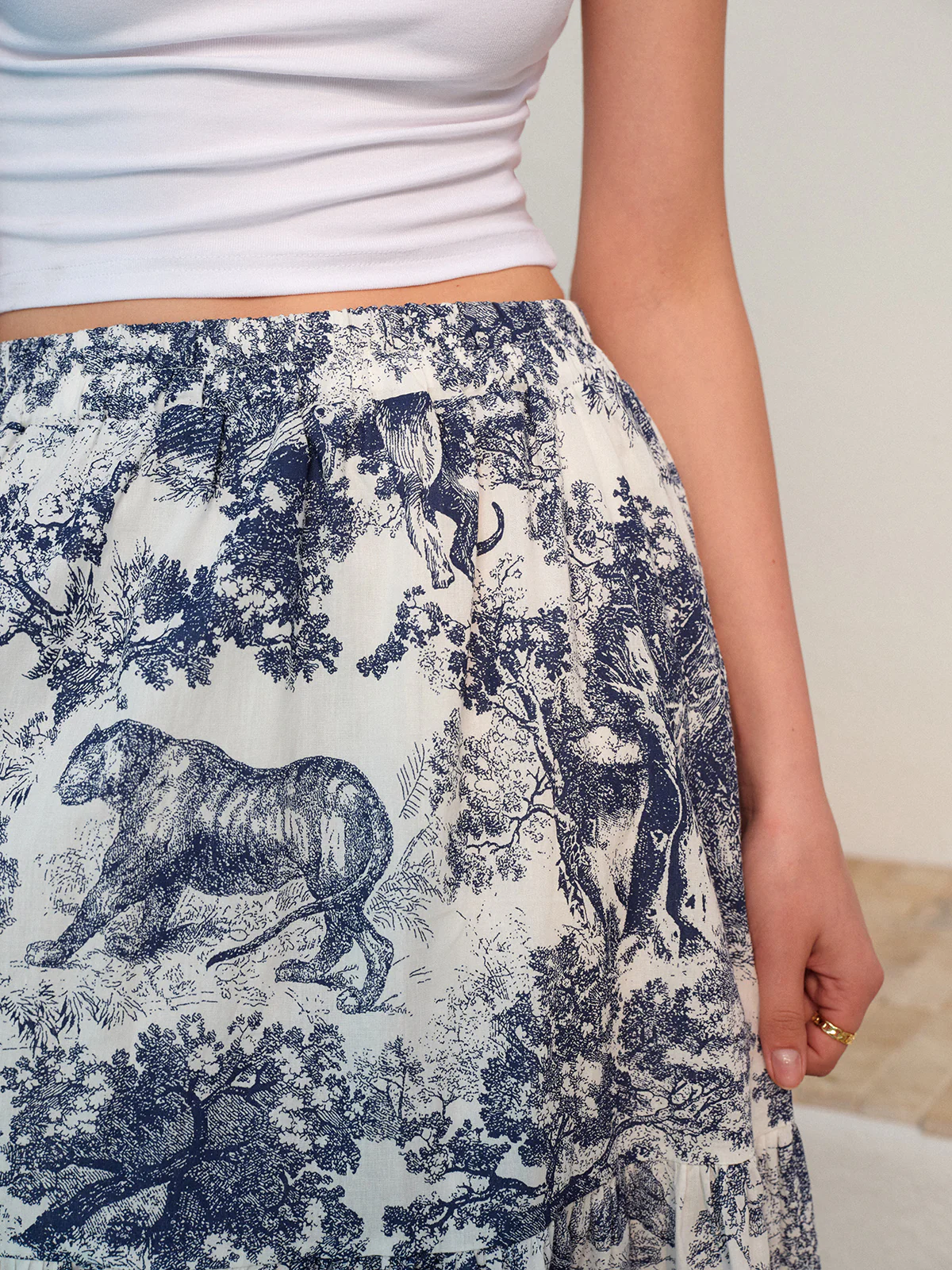 Floral Print Ruffled Skirt - Takermore