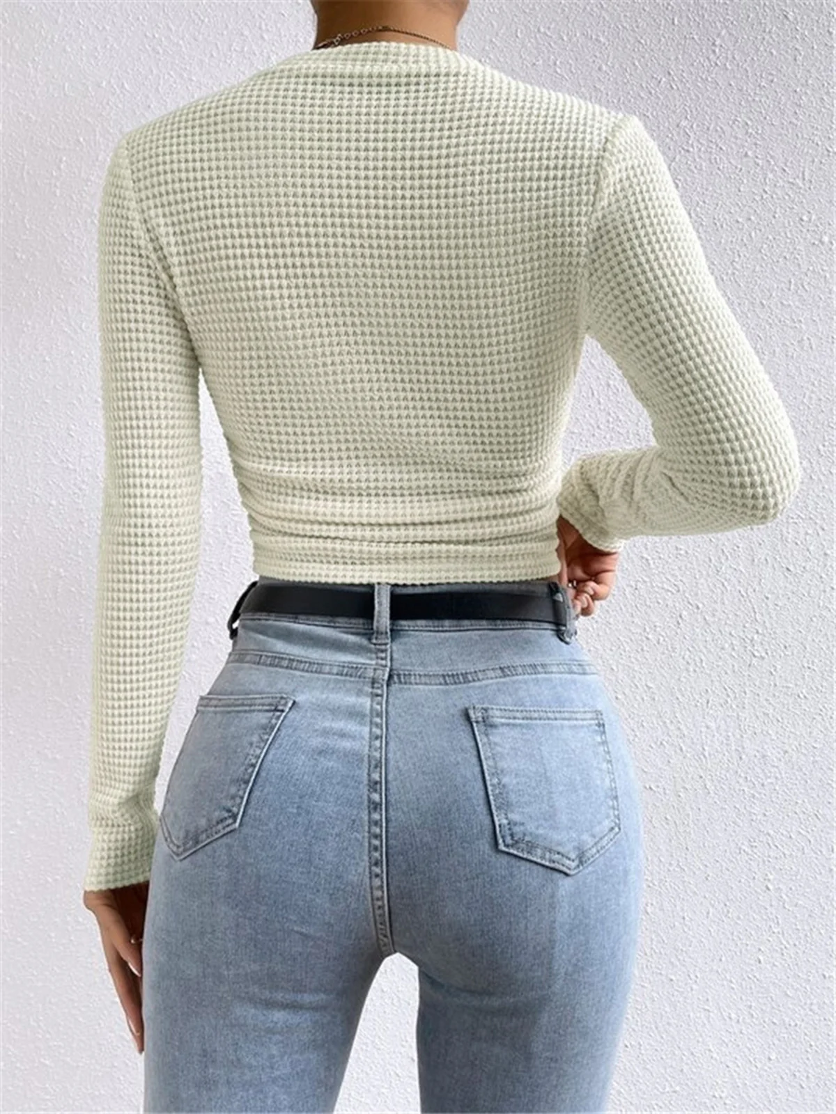 Plain Waffle Slim Sweater - Takermore