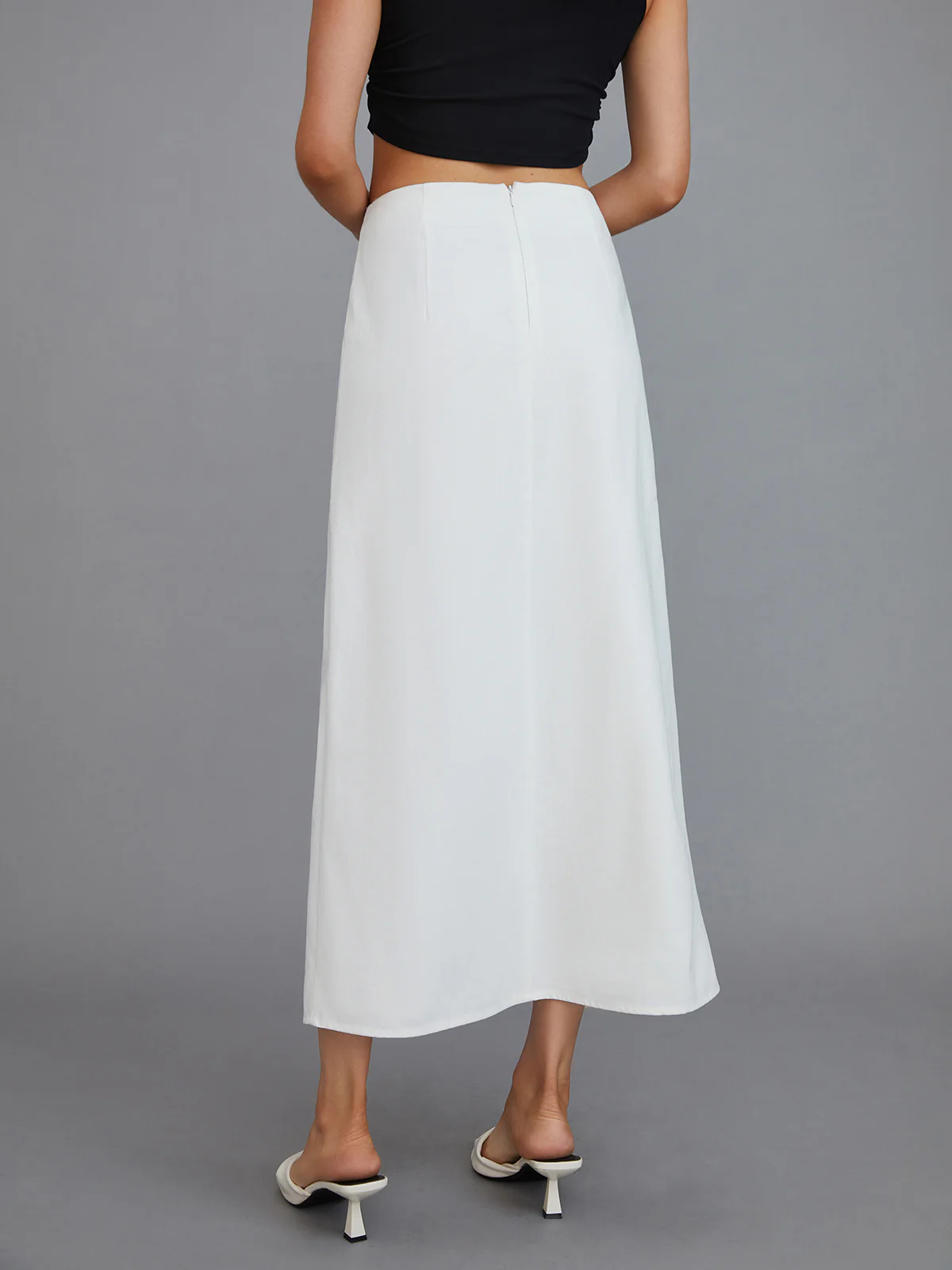 Multi-Button Split Middle Waist Maxi Skirt - Takermore