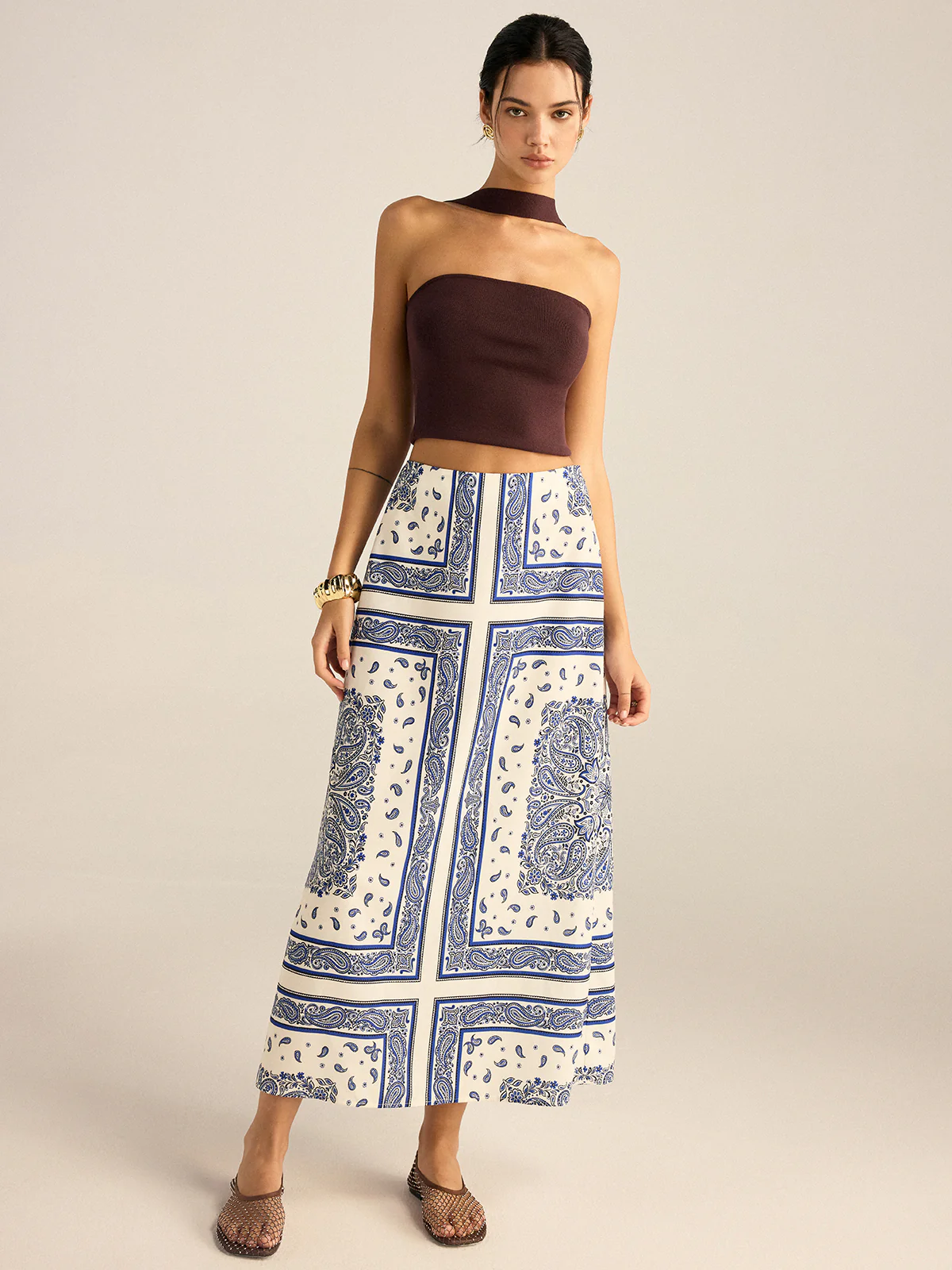 Paisley Printed Maxi Skirt - Takermore