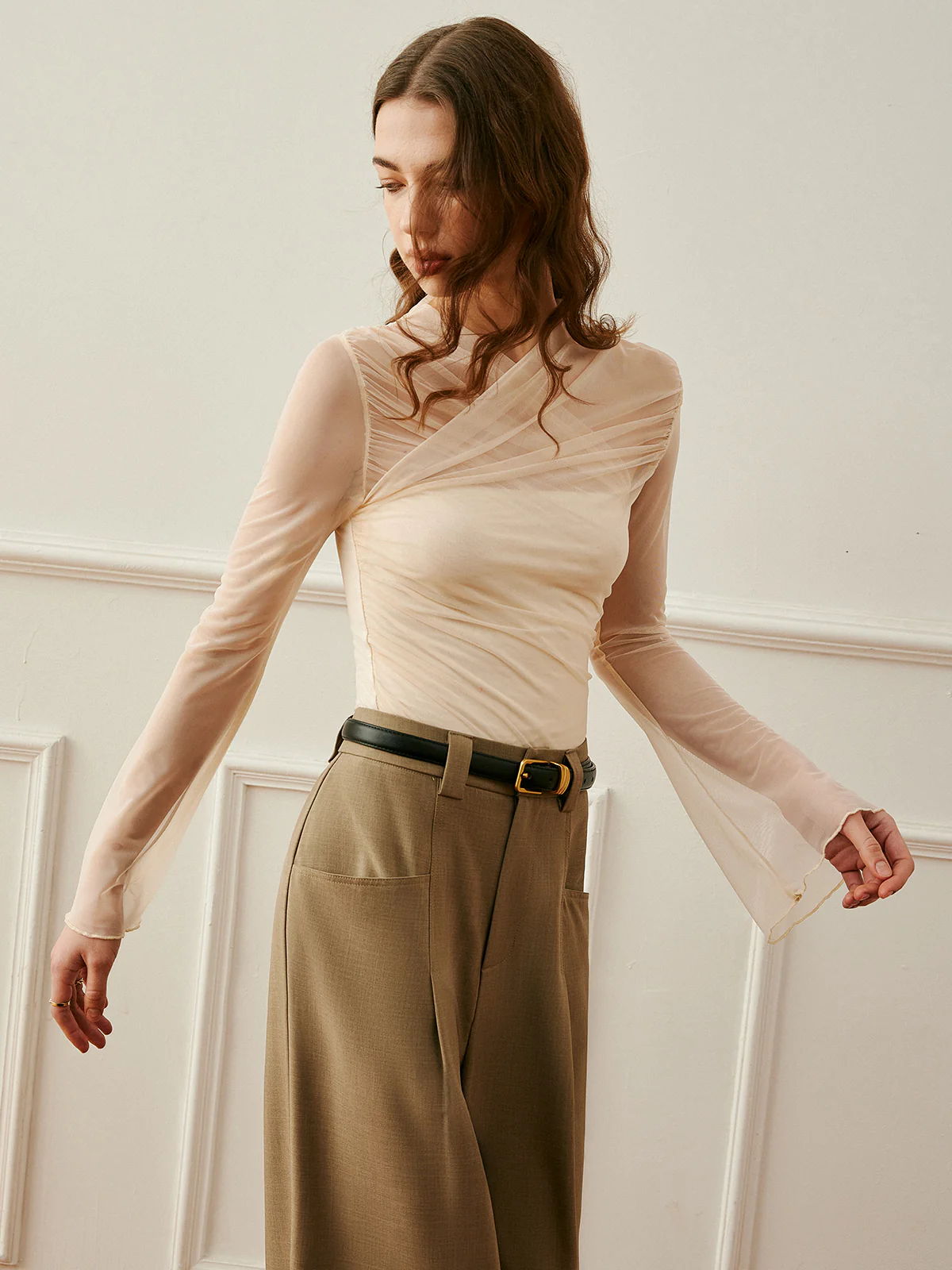 Cross-Wrap Semi-Sheer Top - Takermore