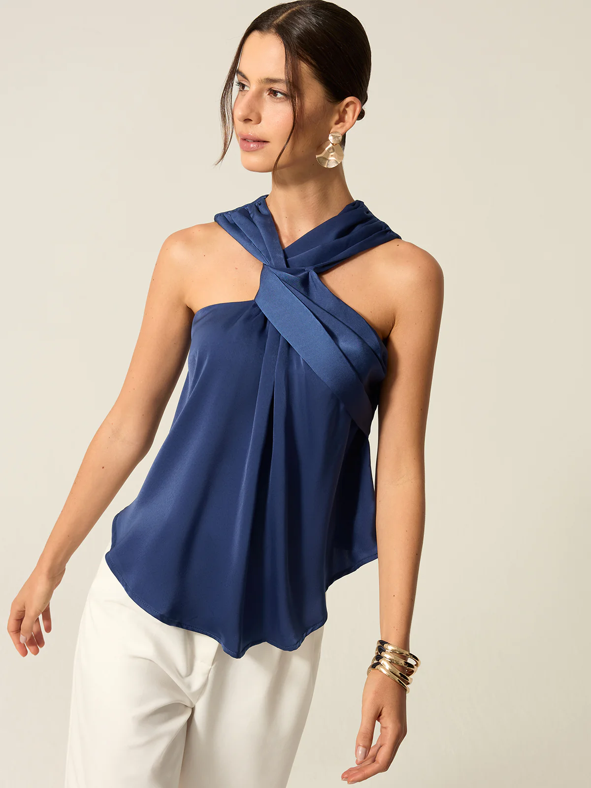 Satin Twist Front Tank Top - Takermore