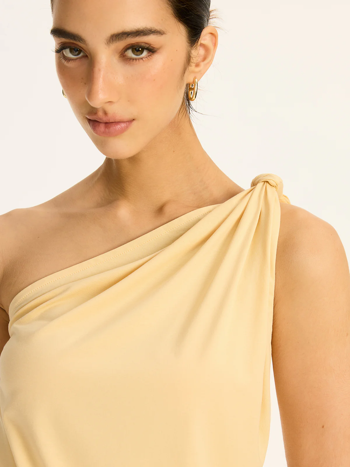 One-Shoulder Ruched Knit Top - Takermore