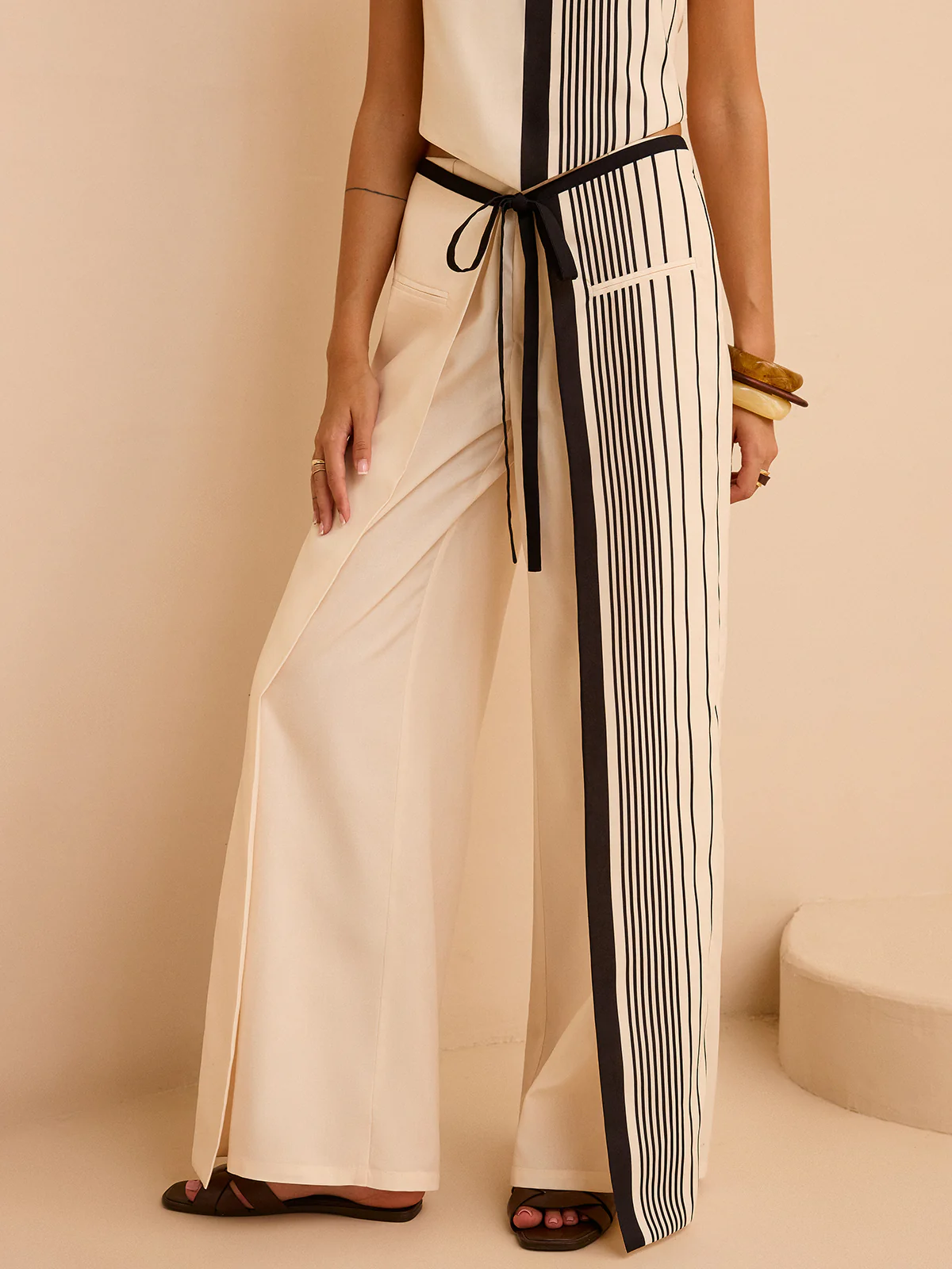 Striped Low-Waist Pants - Takermore