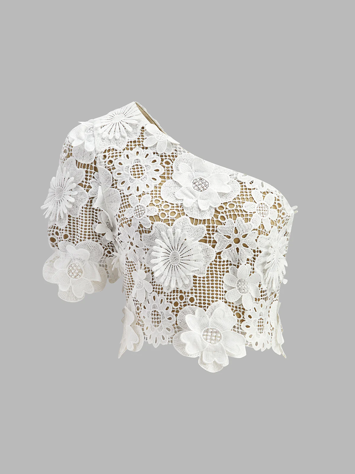 Asymmetrical Floral Lace Top Skirt Set - Takermore