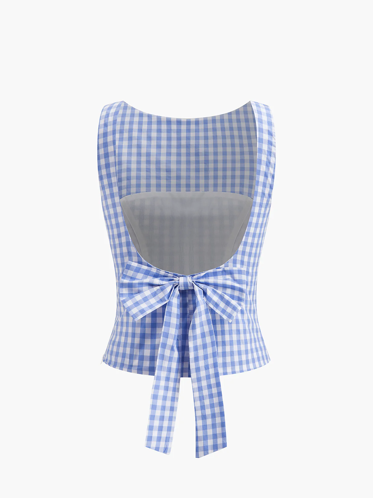 Checkerboard Bow Back Crop Top - Takermore