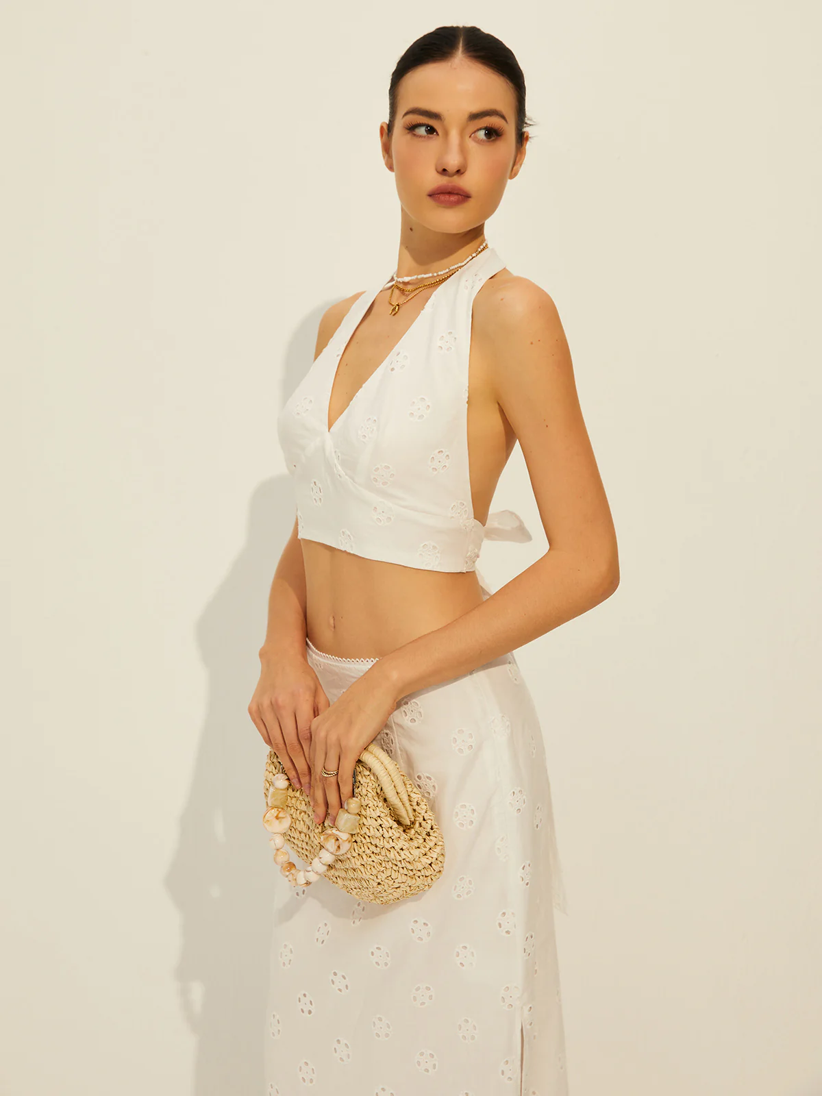 Cotton Knotted Backless Skirt Set - Takermore