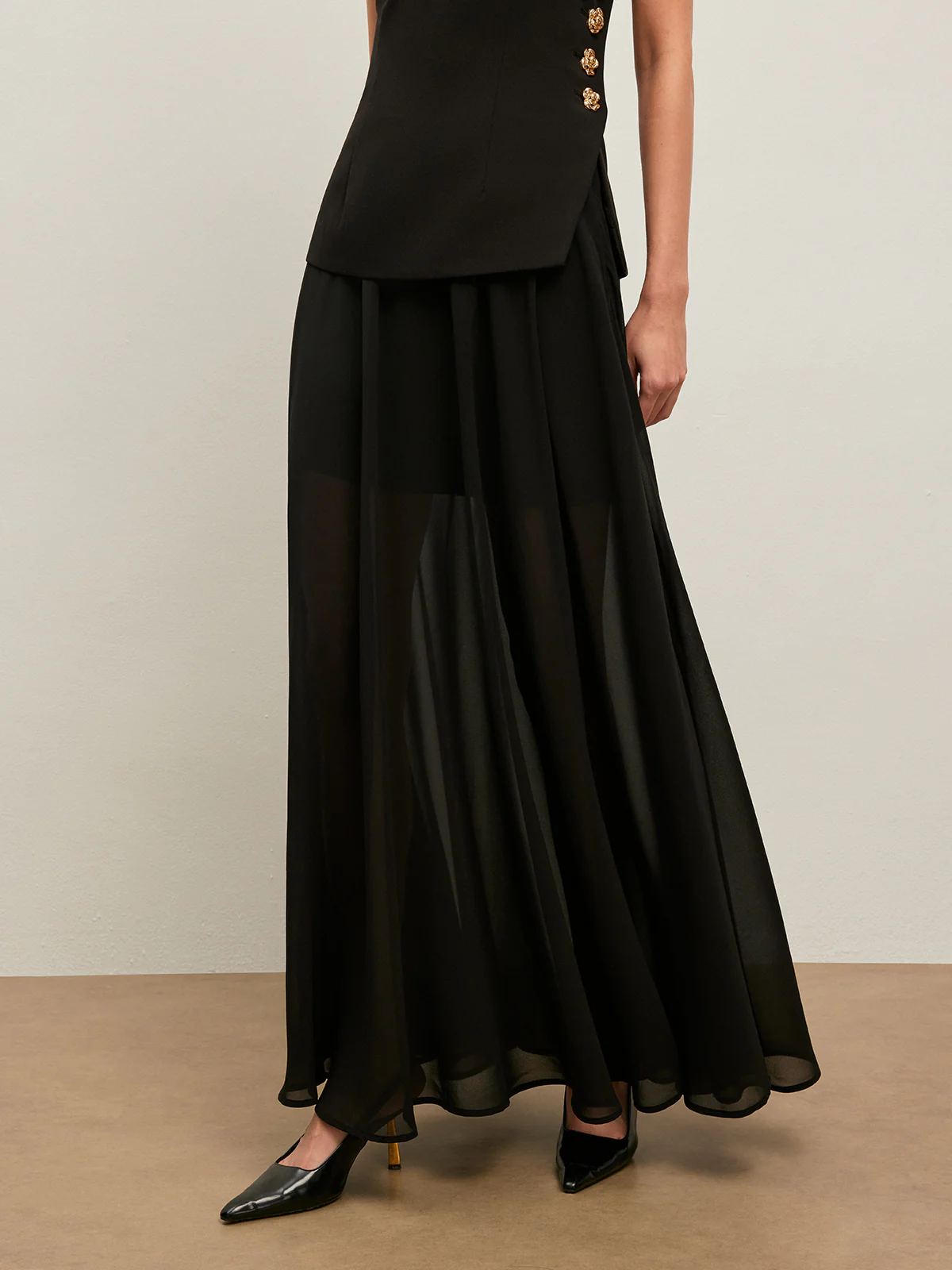 Semi-Sheer Chiffon Skirt - Takermore