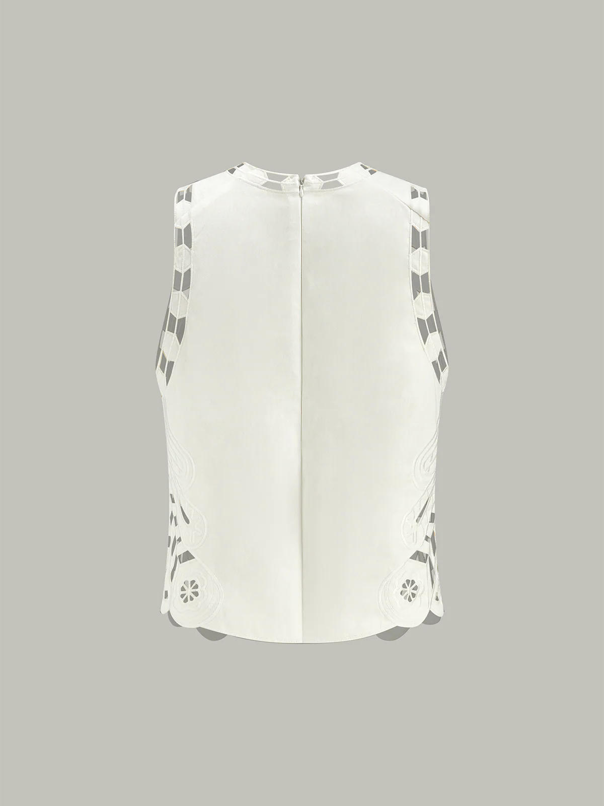 Embroidery Cut-Out Semi-Sheer Top - Takermore