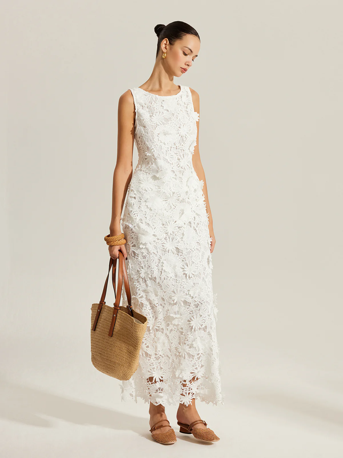 Floral Embroidered Sleeveless Lace Top - Takermore