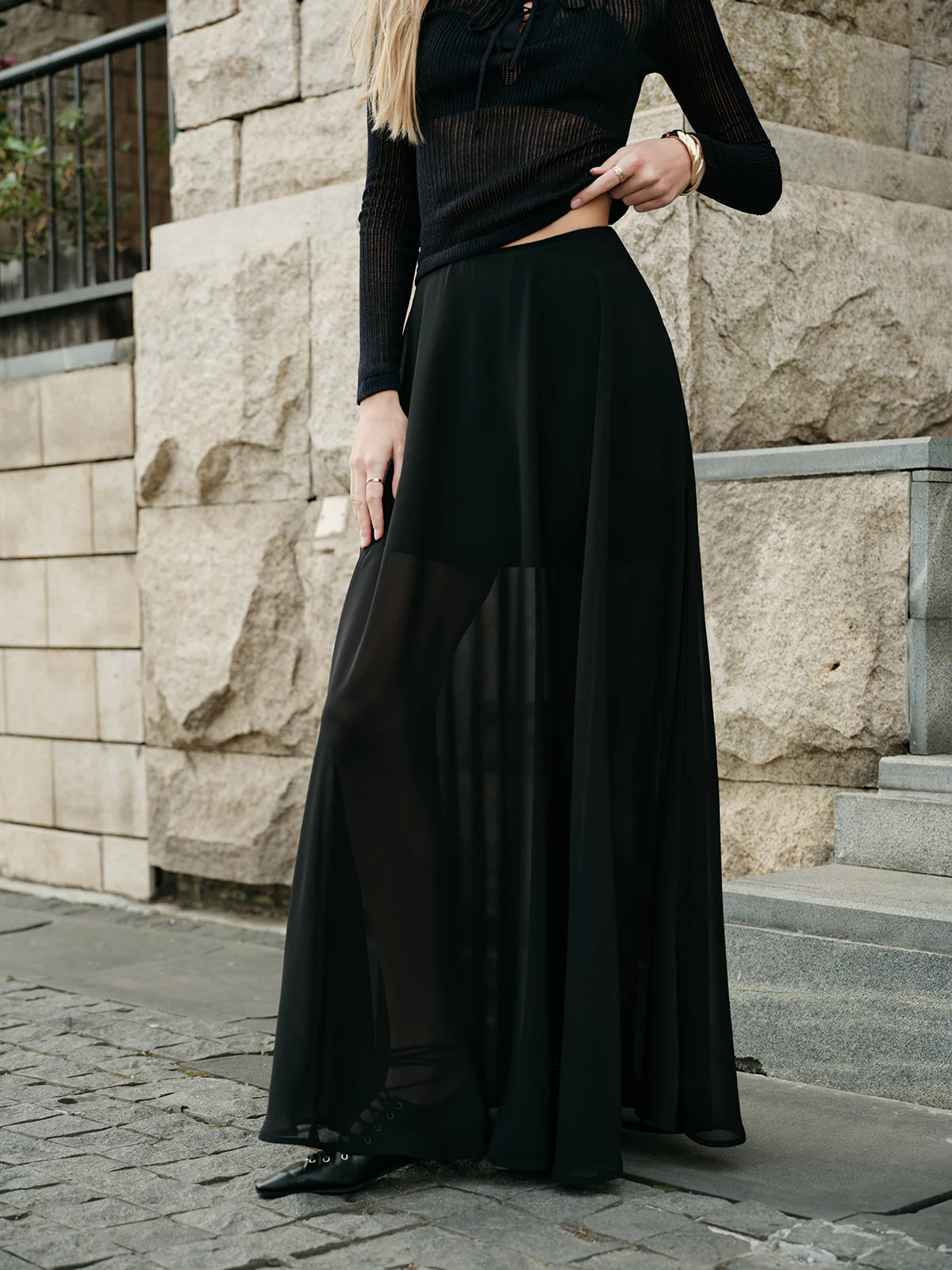 Semi-Sheer Chiffon Skirt - Takermore