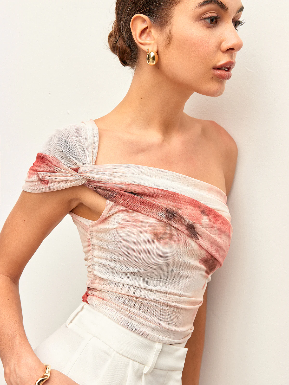 Semi-Sheer One-Shoulder Top - Takermore