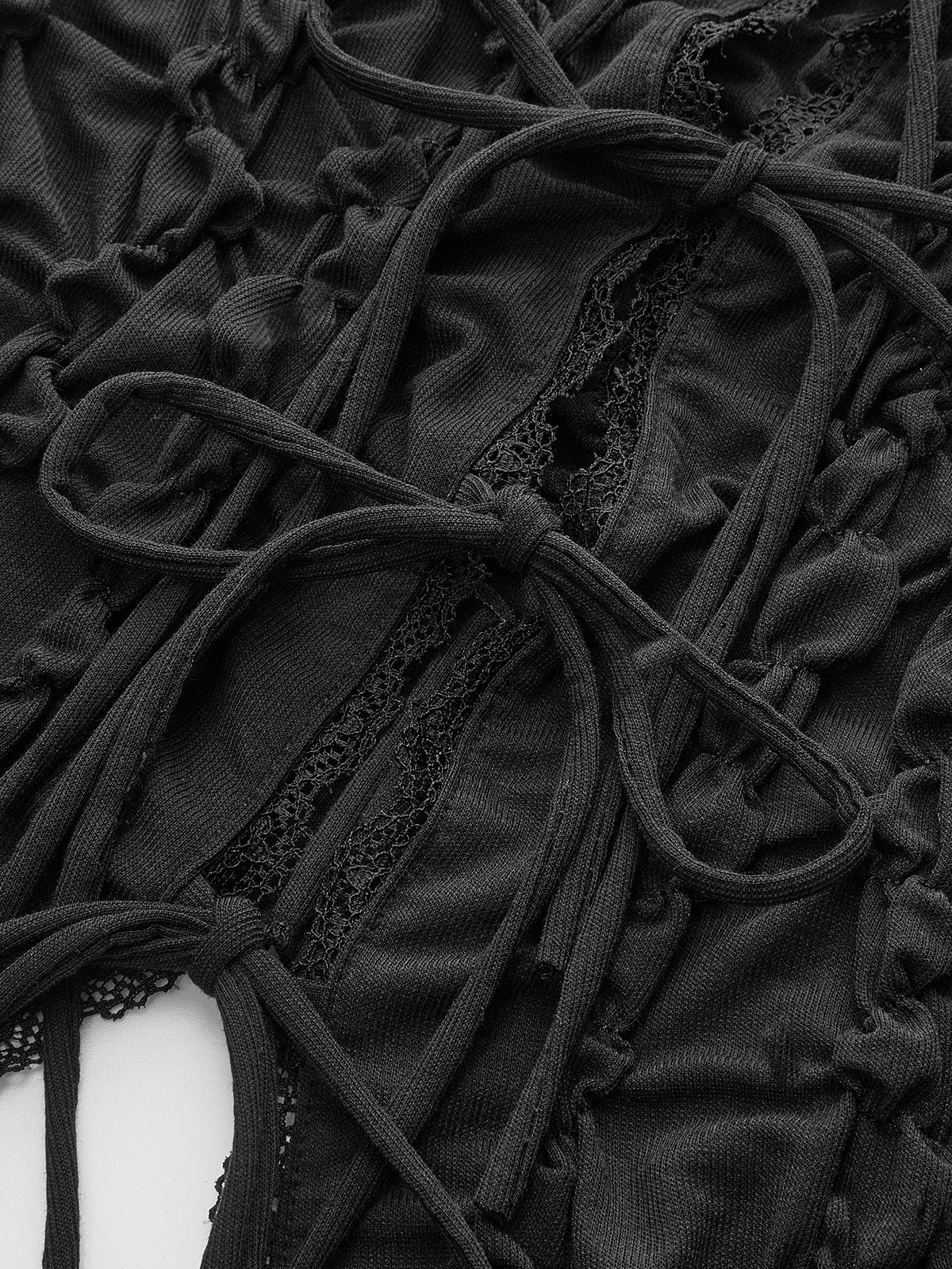 Semi-Sheer Lace-Trimmed Ruched Corset Top - Takermore