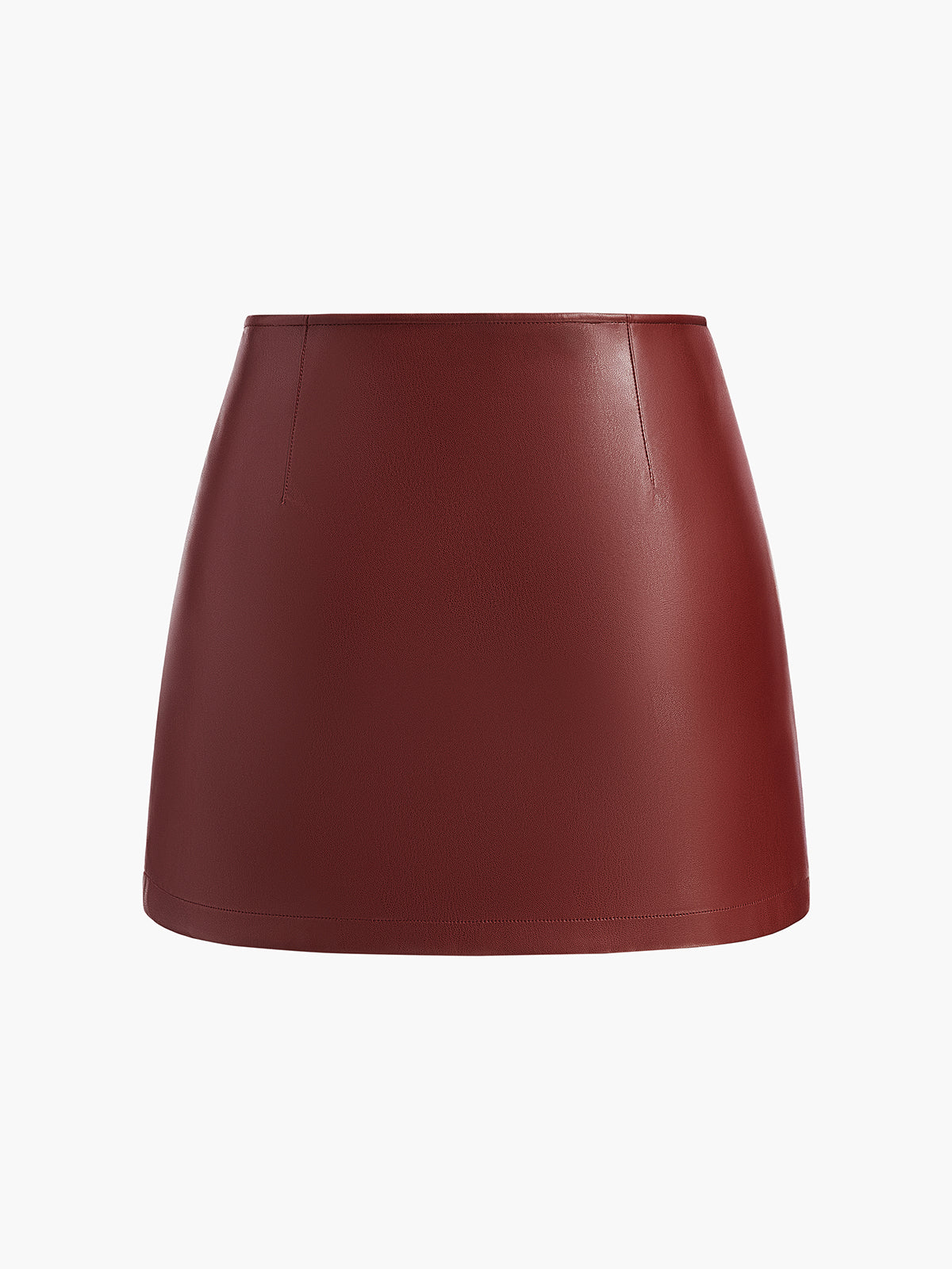 A-Line Faux Leather Mini Skirt - Takermore