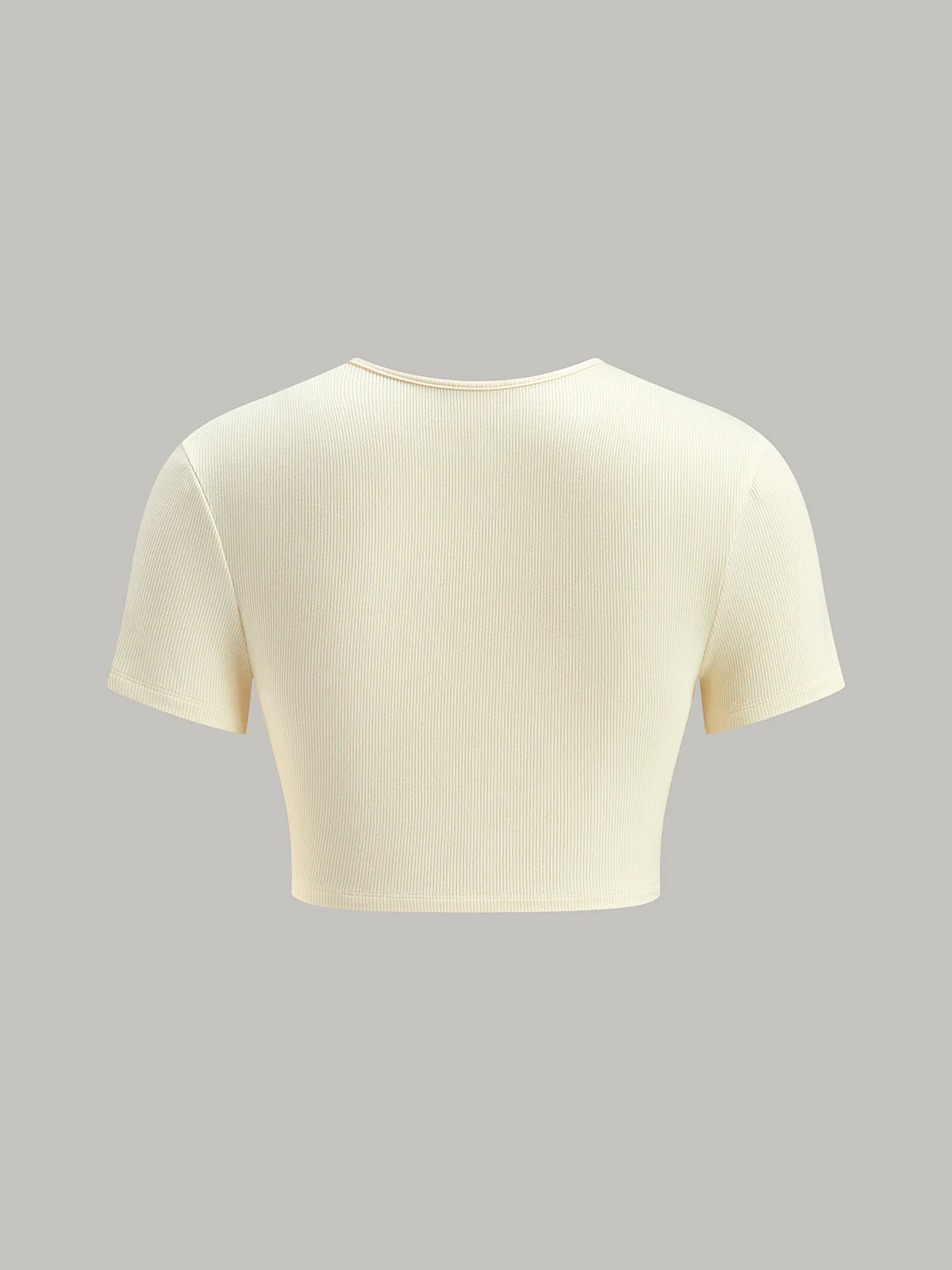 Cut-Out Ruched Metal Detail Ribbed T-Shirt - Takermore